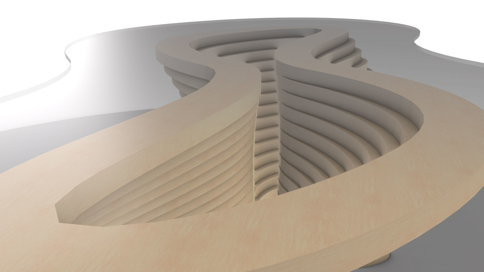 Ribbon Wooden Decorative Table 3D model_10