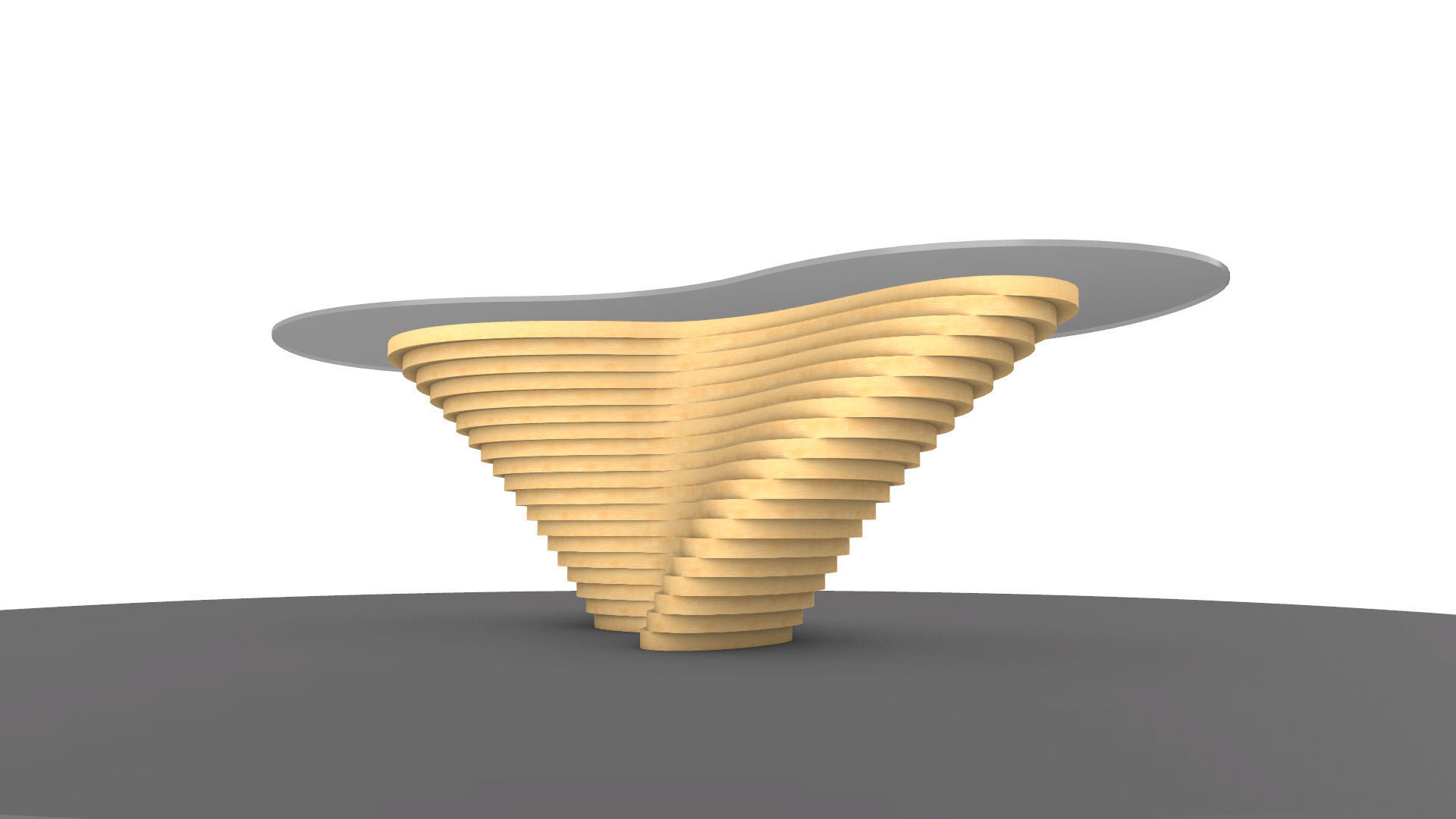 Ribbon Wooden Decorative Table 3D model_4