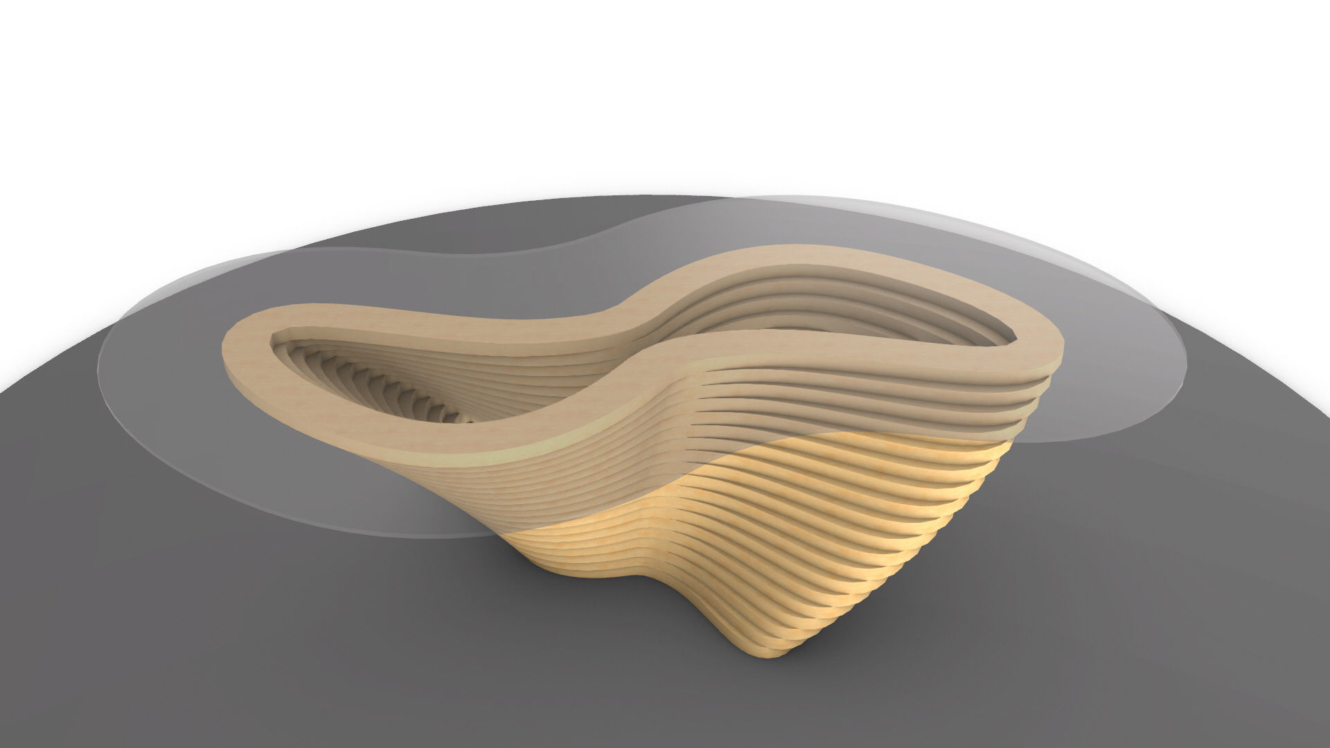 Ribbon Wooden Decorative Table 3D model_12