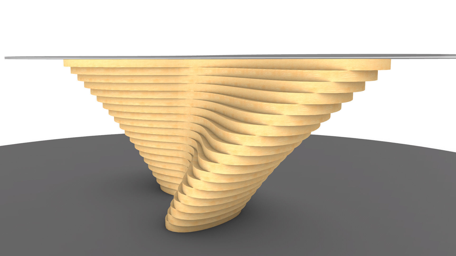 Ribbon Wooden Decorative Table 3D model_7