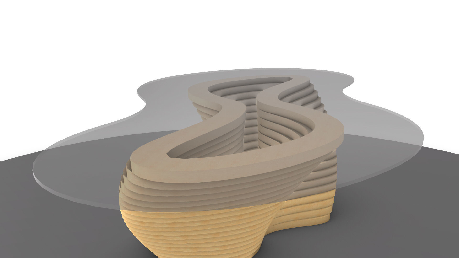 Ribbon Wooden Decorative Table 3D model_13