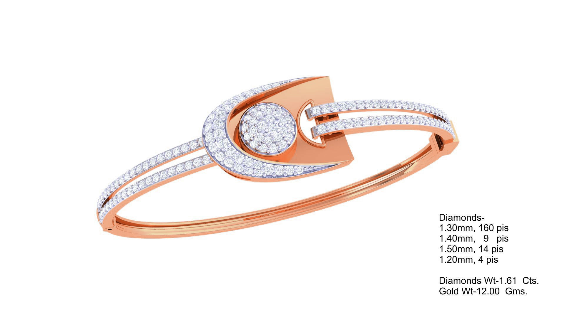 Loop High Jewelry Italian Diamond Bracelets 3dm stl obj gltf 3D print model_2