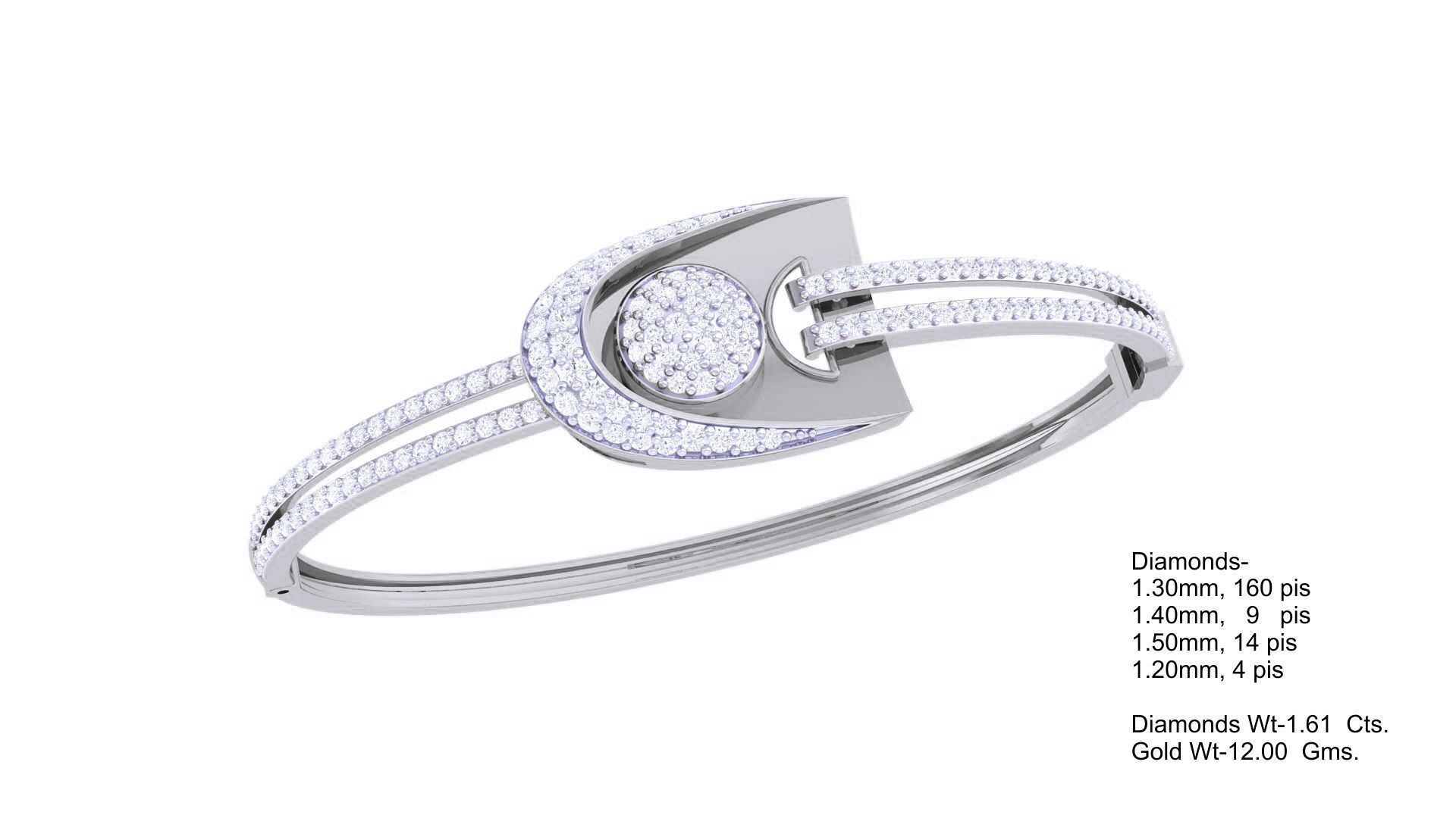 Loop High Jewelry Italian Diamond Bracelets 3dm stl obj gltf 3D print model_3