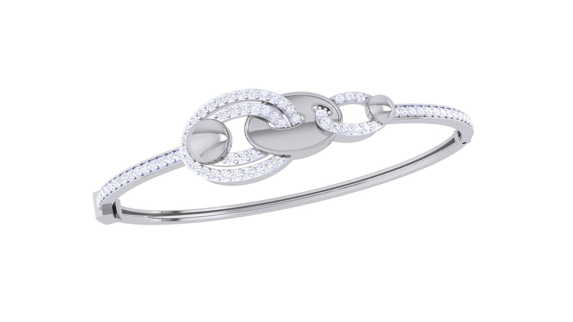Loop Lock High Jewelry Italian Diamond Bracelets 3dm stl obj 3D print model_5