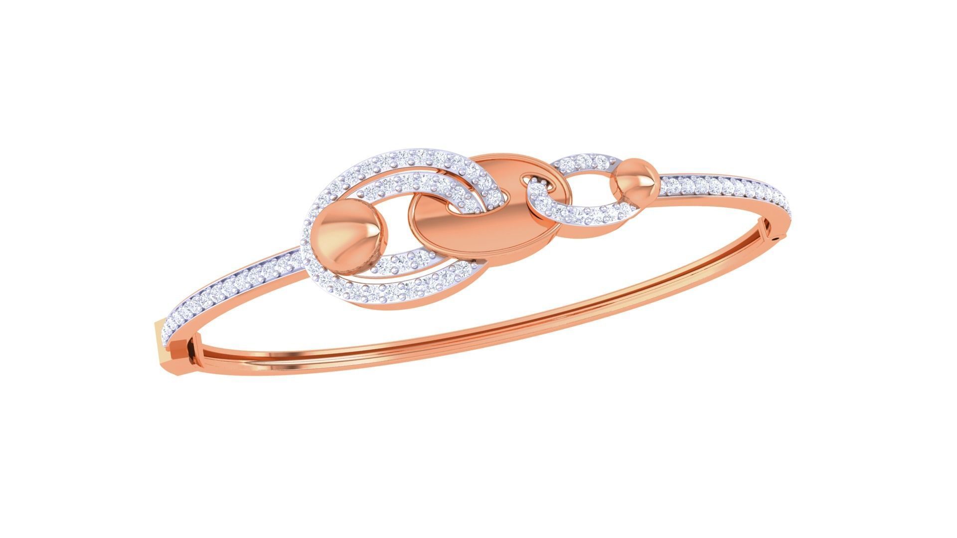 Loop Lock High Jewelry Italian Diamond Bracelets 3dm stl obj 3D print model_6