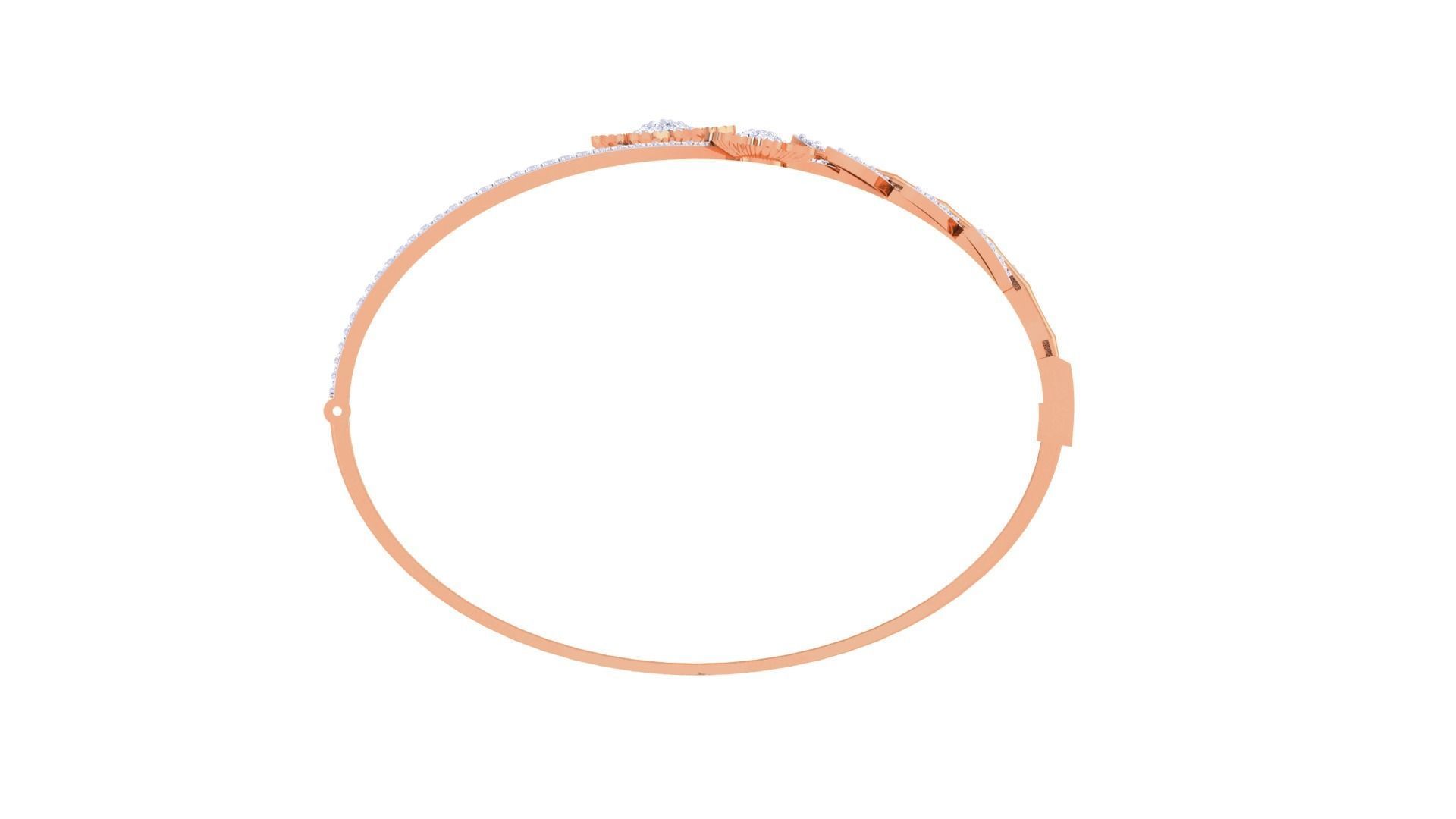 Bi Flower with Leaves  High Jewelry Italian Diamond Bracelets  3D print model_10