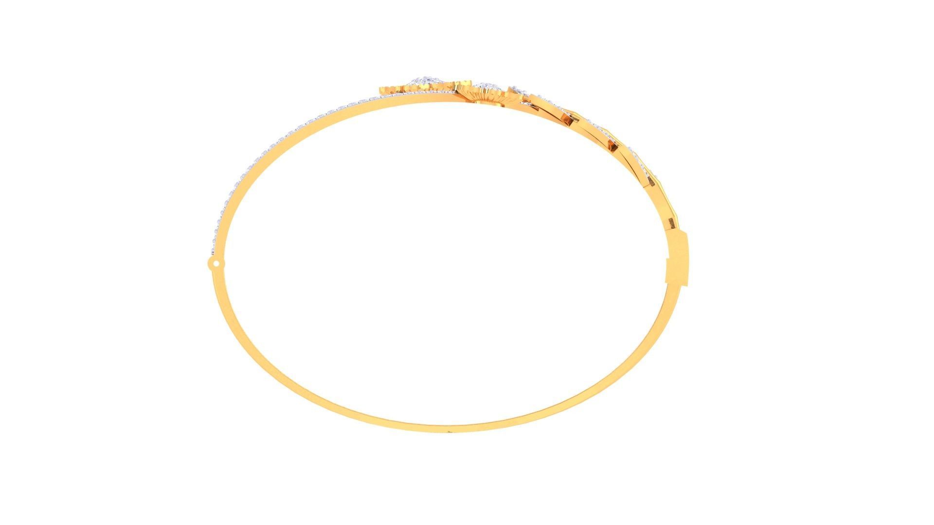 Bi Flower with Leaves  High Jewelry Italian Diamond Bracelets  3D print model_11