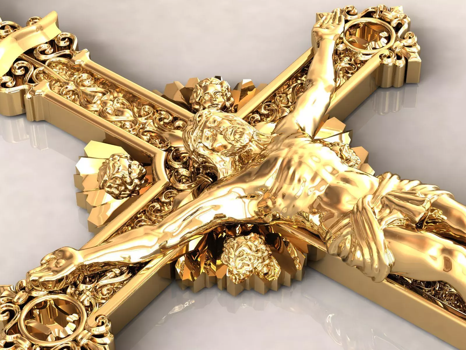 Baroque Cross Pendant 3D print model