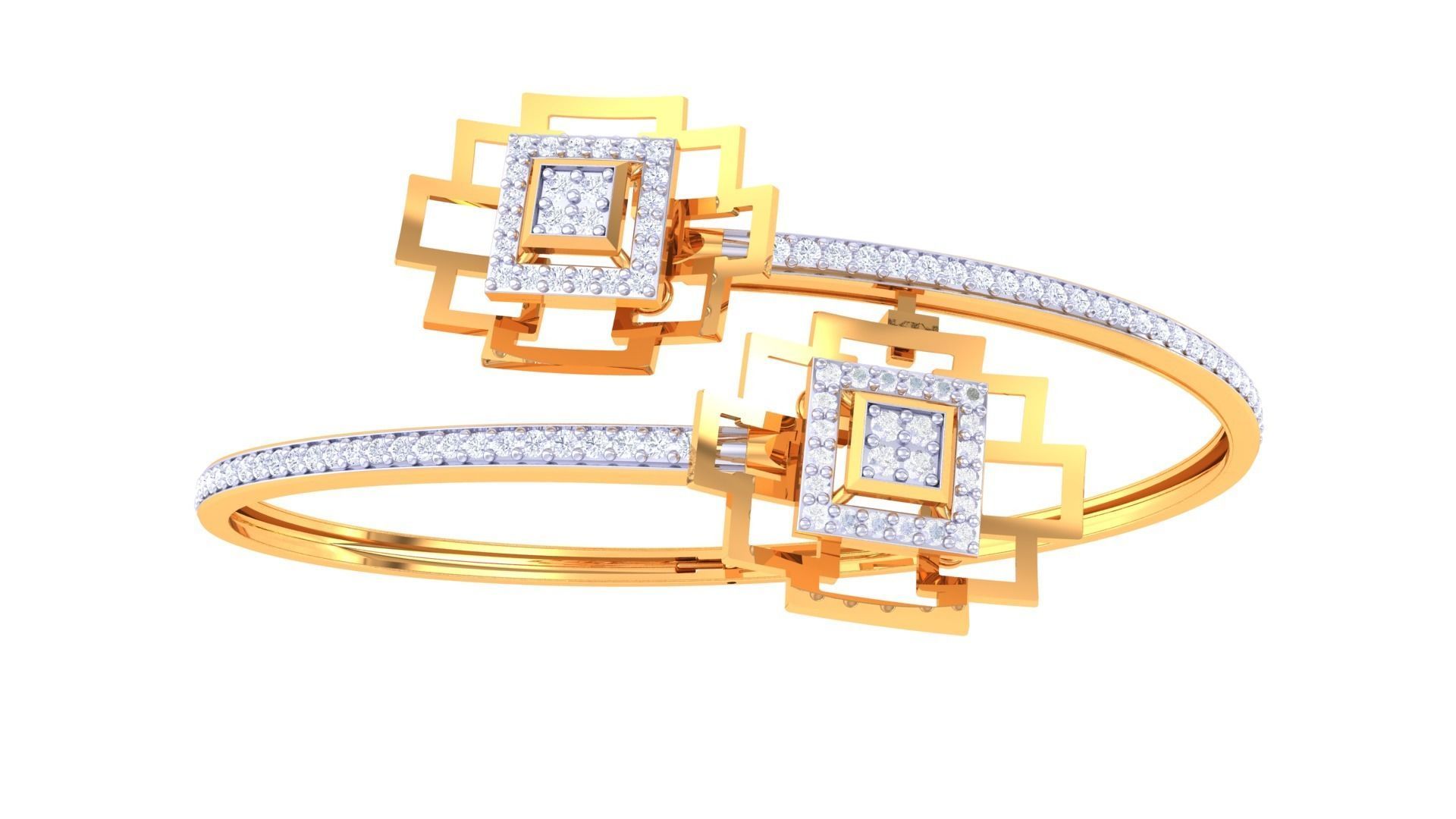 Bi Flower High Jewelry Italian Diamond Bracelets 3dm stl obj  3D print model_7