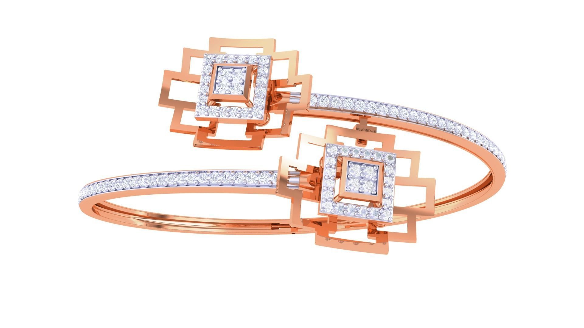 Bi Flower High Jewelry Italian Diamond Bracelets 3dm stl obj  3D print model_9