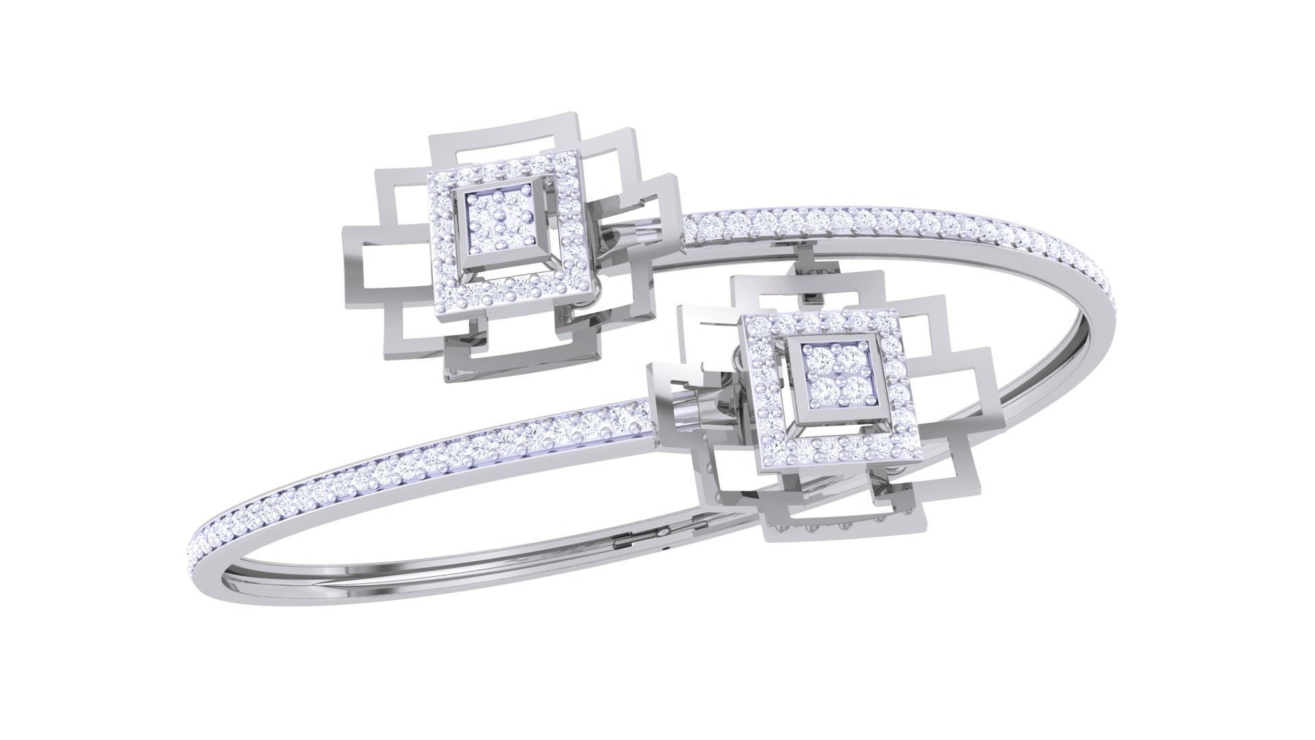 Bi Flower High Jewelry Italian Diamond Bracelets 3dm stl obj  3D print model_5