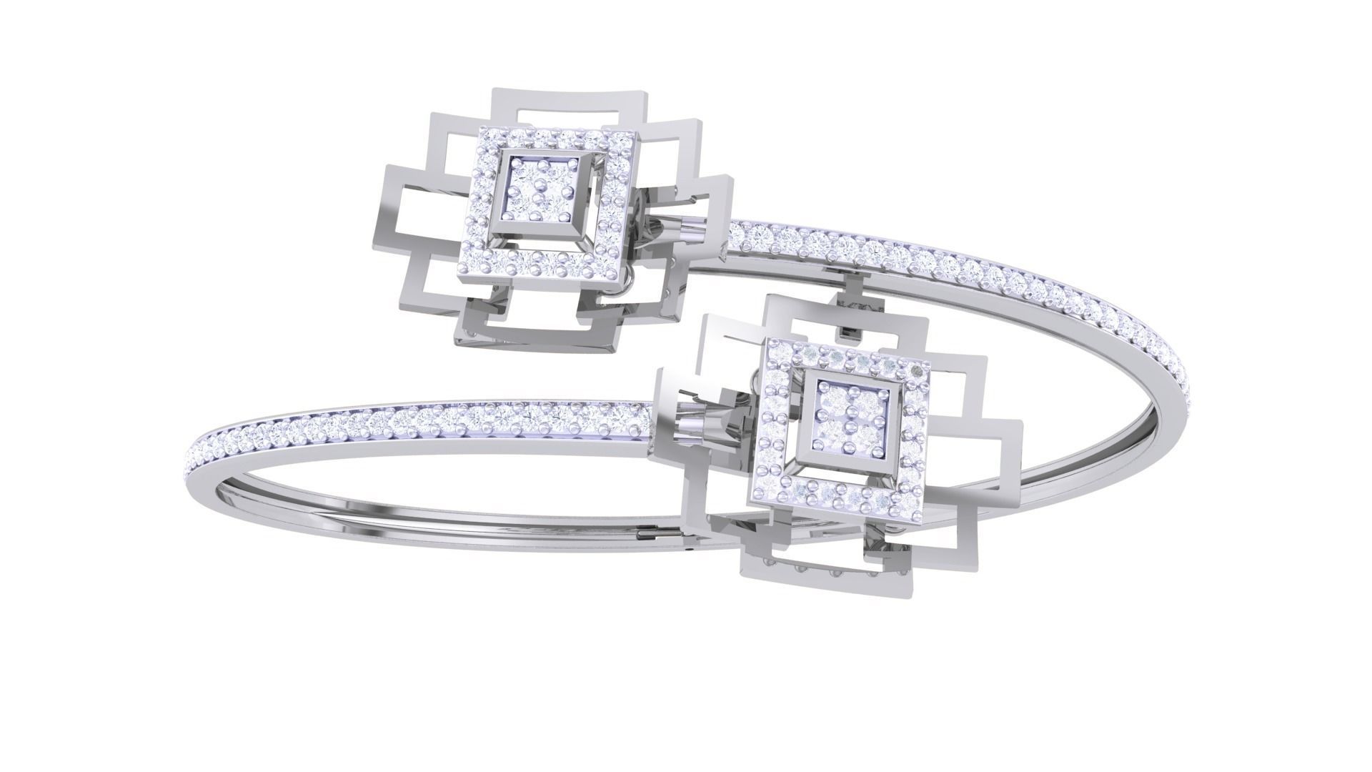 Bi Flower High Jewelry Italian Diamond Bracelets 3dm stl obj  3D print model_8