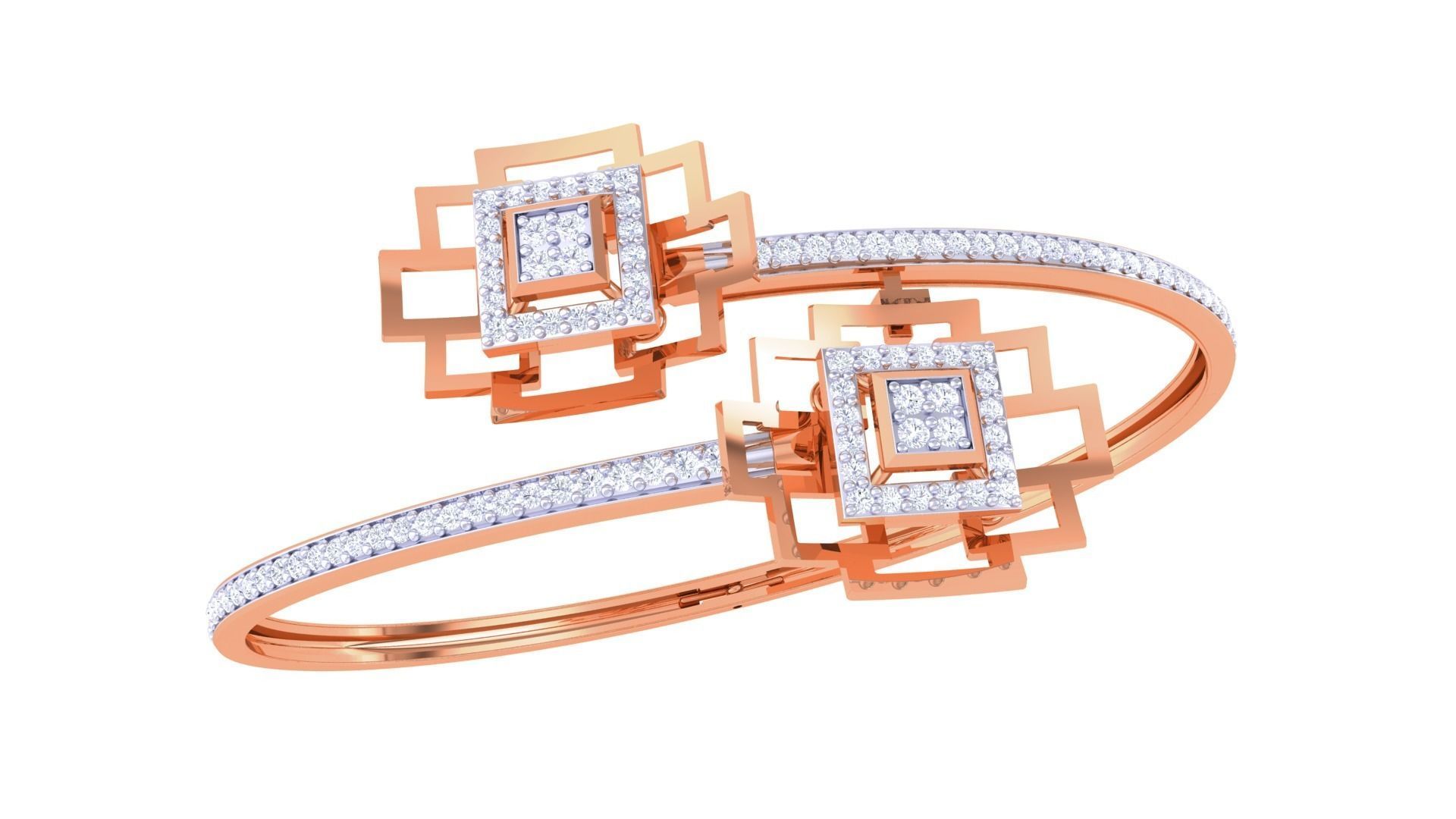 Bi Flower High Jewelry Italian Diamond Bracelets 3dm stl obj  3D print model_4