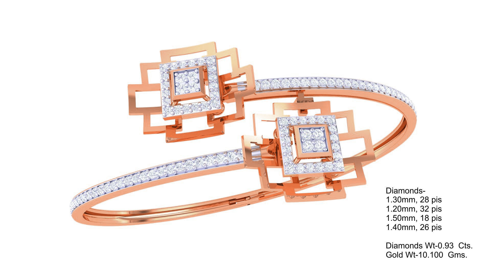 Bi Flower High Jewelry Italian Diamond Bracelets 3dm stl obj  3D print model_2