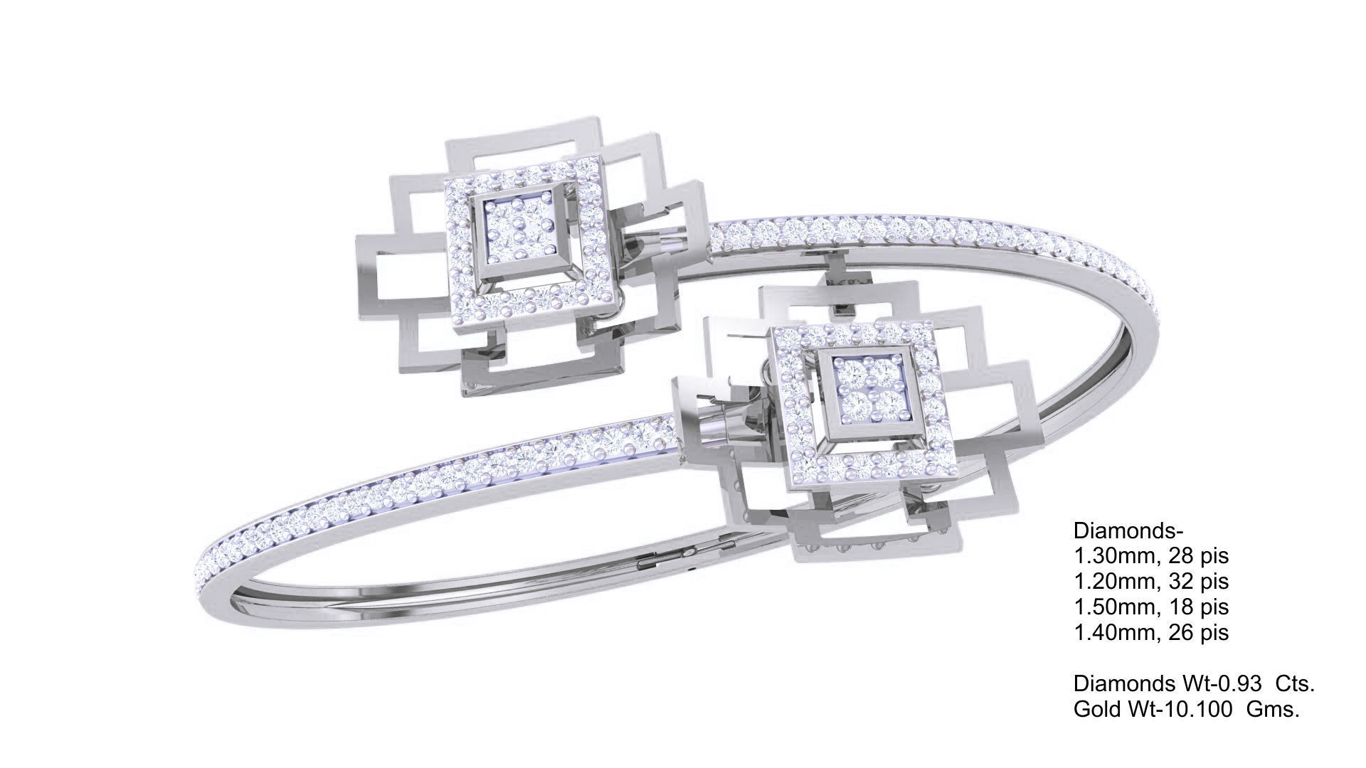 Bi Flower High Jewelry Italian Diamond Bracelets 3dm stl obj  3D print model_3