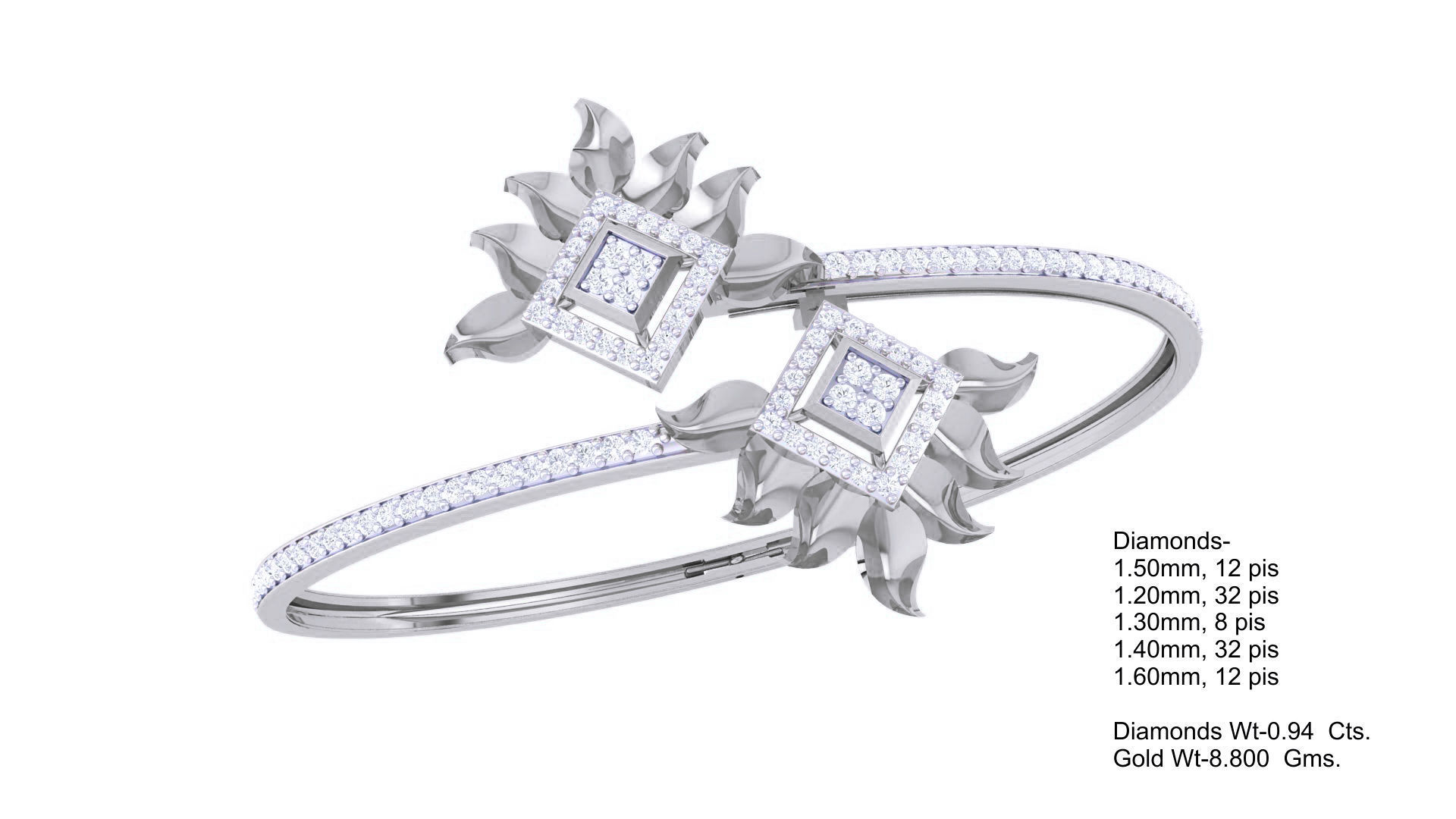Bi Wild Flowers High Jewelry Italian Diamond Bracelets 3dm stl 3D print model_2