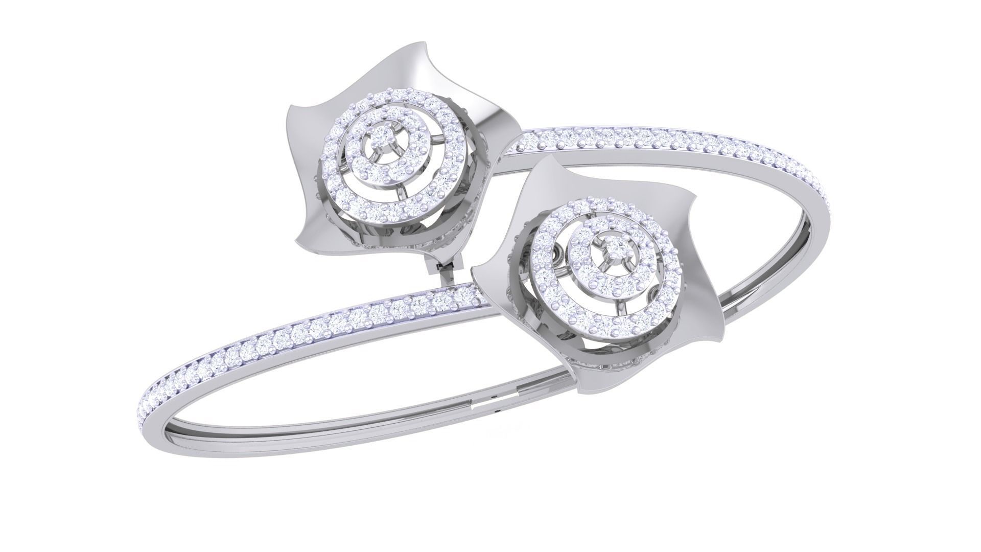 Bi Flower High Jewelry Italian Diamond Bracelets 3dm stl obj  3D print model_5