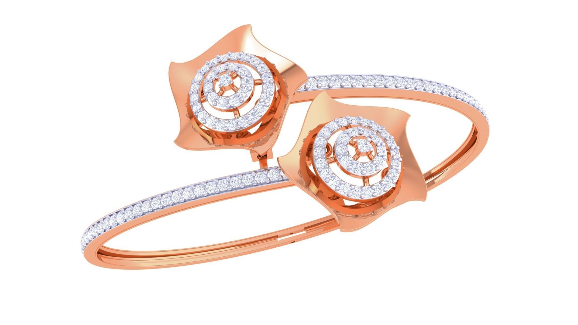 Bi Flower High Jewelry Italian Diamond Bracelets 3dm stl obj  3D print model_4