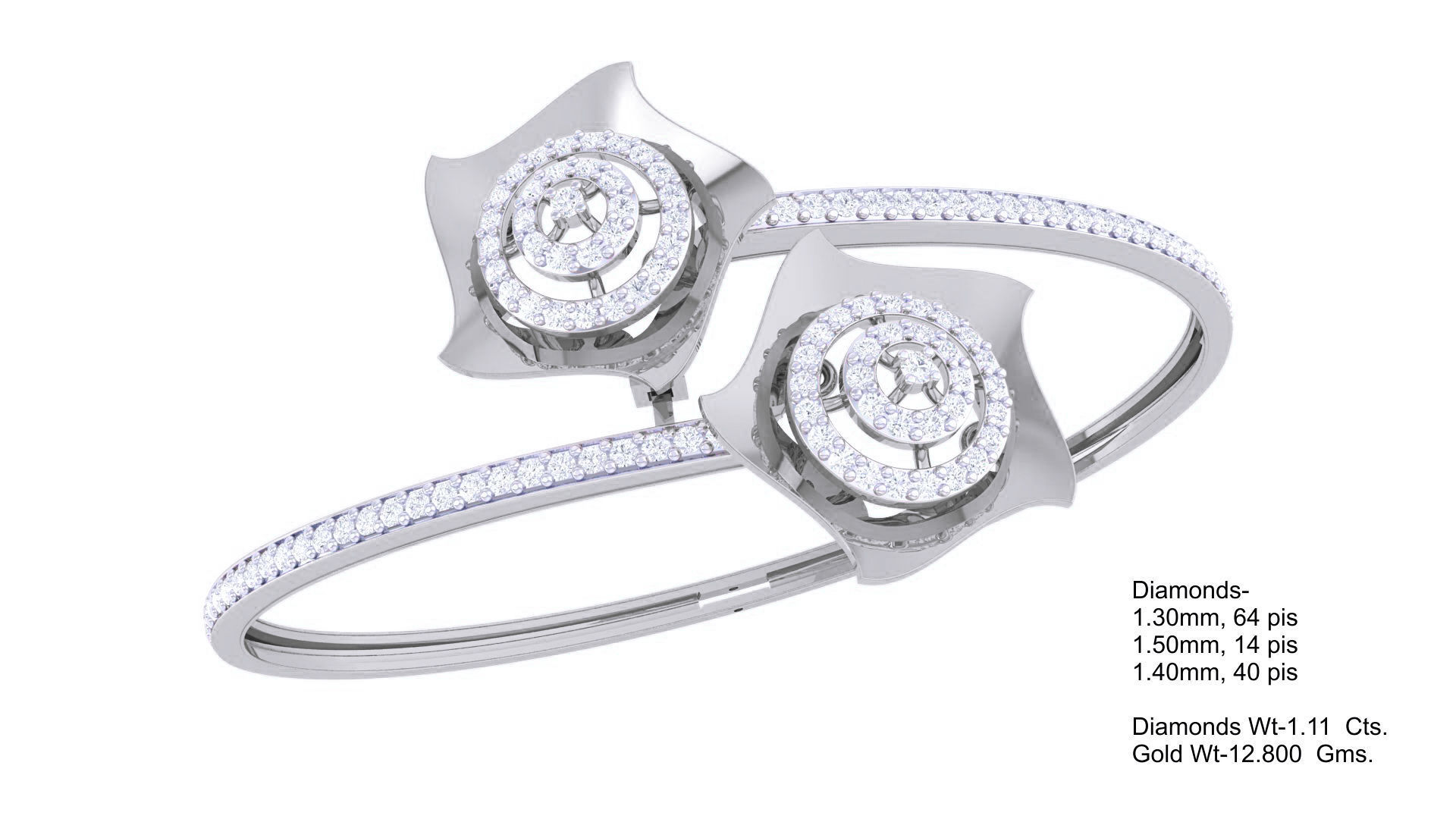 Bi Flower High Jewelry Italian Diamond Bracelets 3dm stl obj  3D print model_2