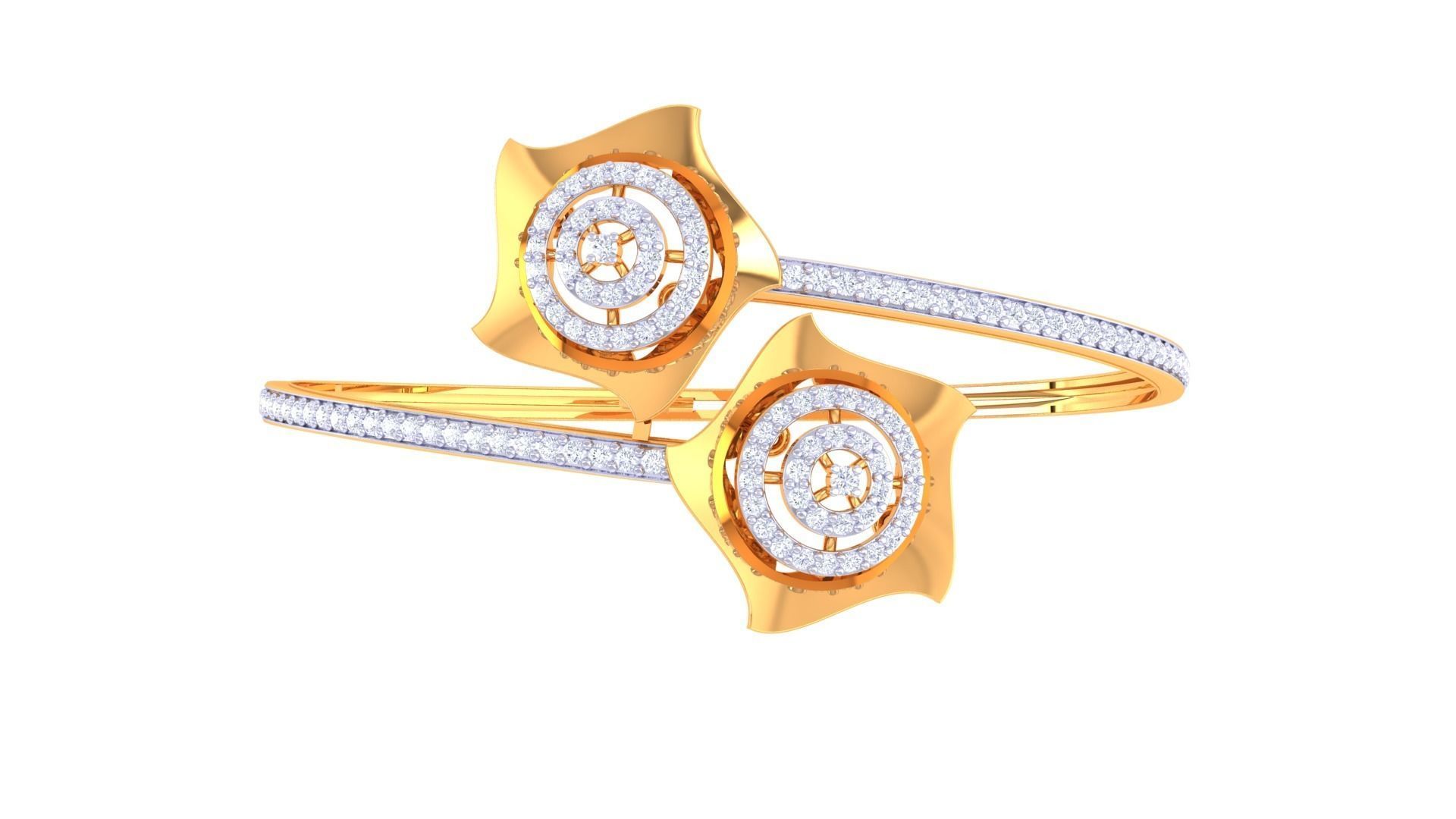 Bi Flower High Jewelry Italian Diamond Bracelets 3dm stl obj  3D print model_7