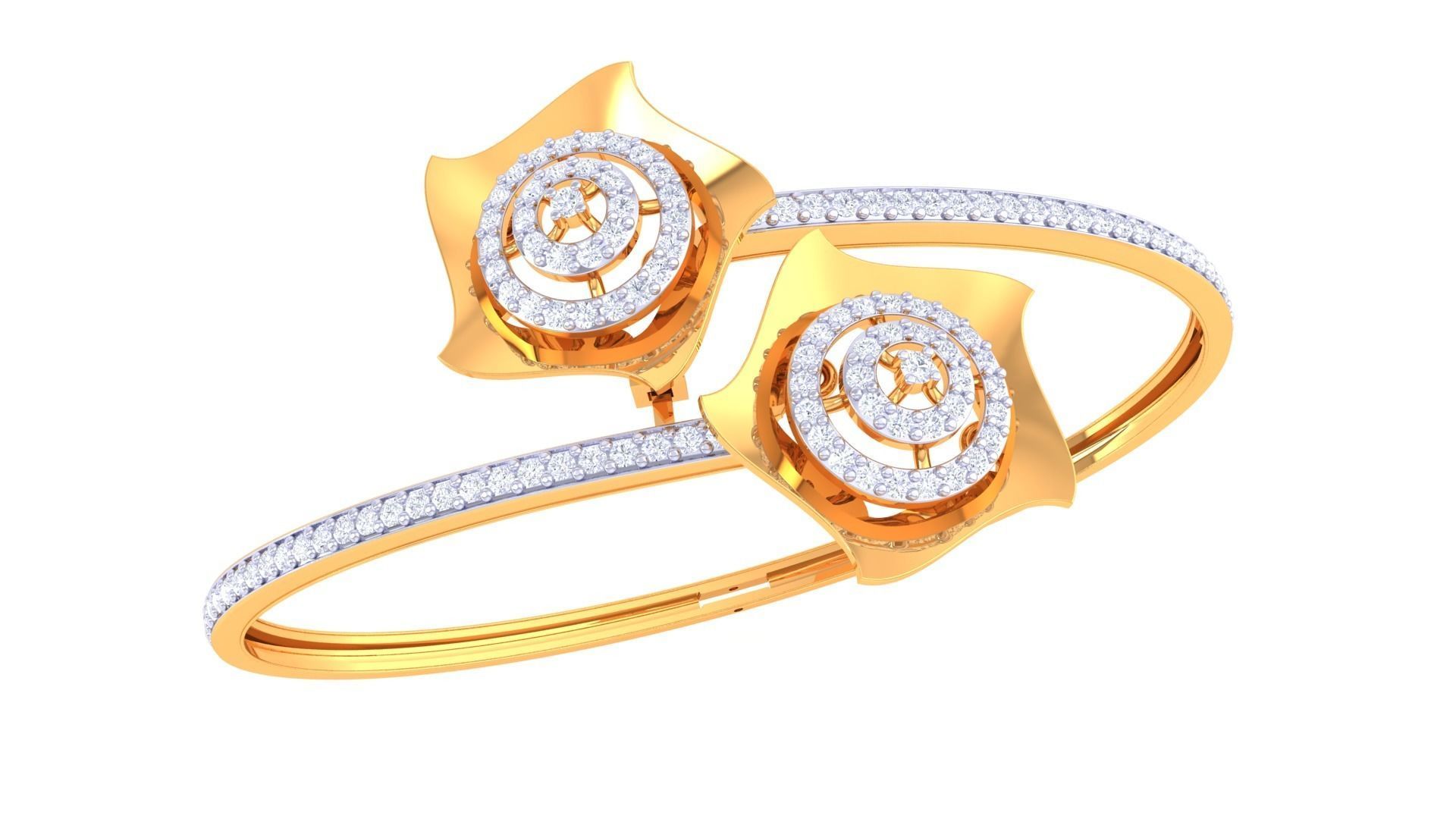 Bi Flower High Jewelry Italian Diamond Bracelets 3dm stl obj  3D print model_6