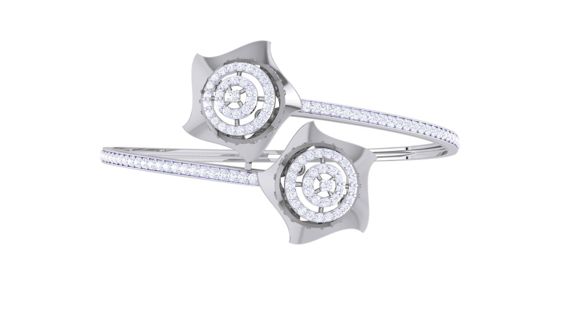 Bi Flower High Jewelry Italian Diamond Bracelets 3dm stl obj  3D print model_9