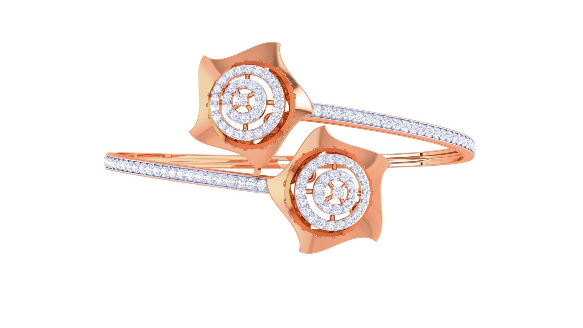 Bi Flower High Jewelry Italian Diamond Bracelets 3dm stl obj  3D print model_8