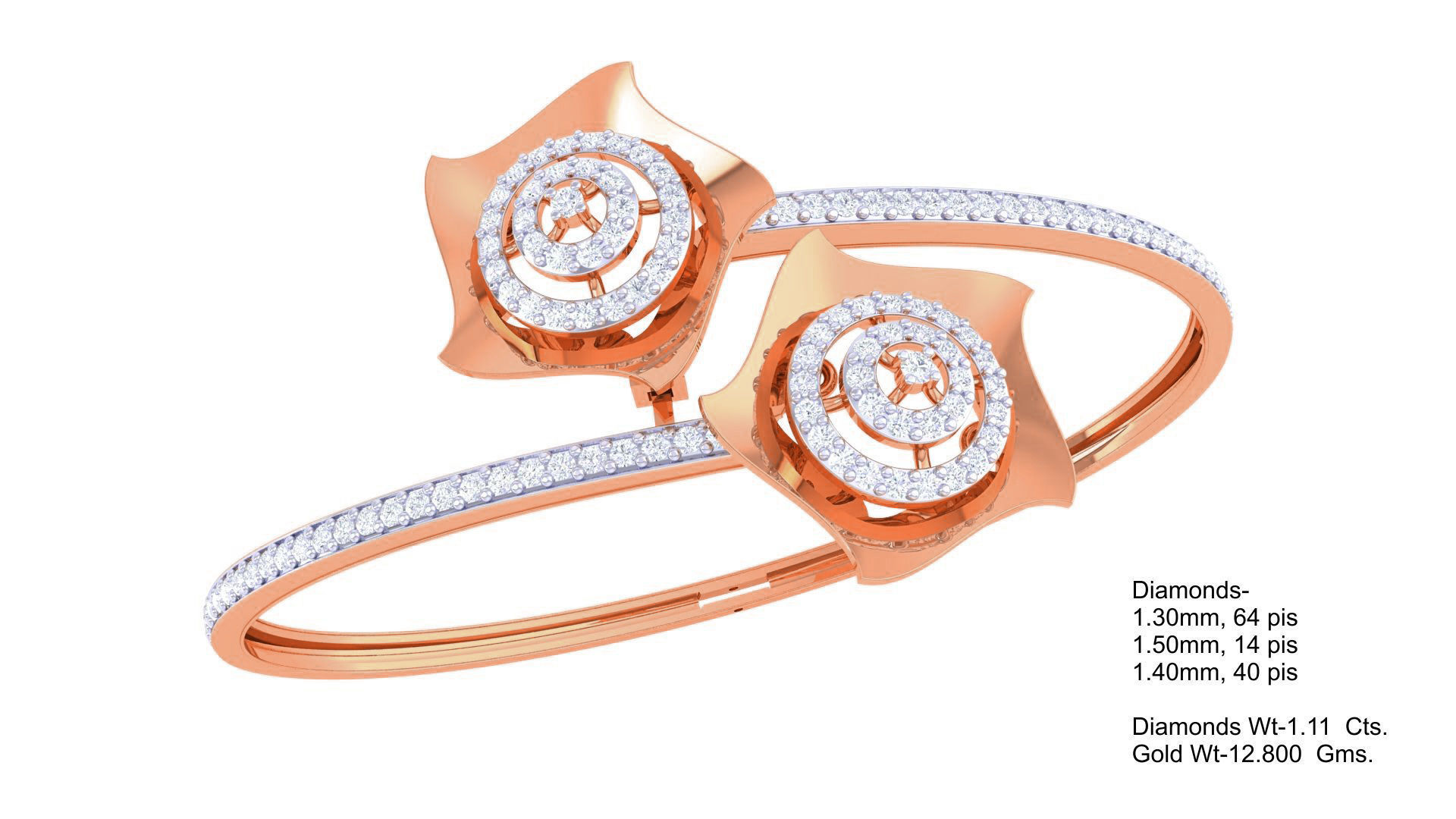 Bi Flower High Jewelry Italian Diamond Bracelets 3dm stl obj  3D print model_1