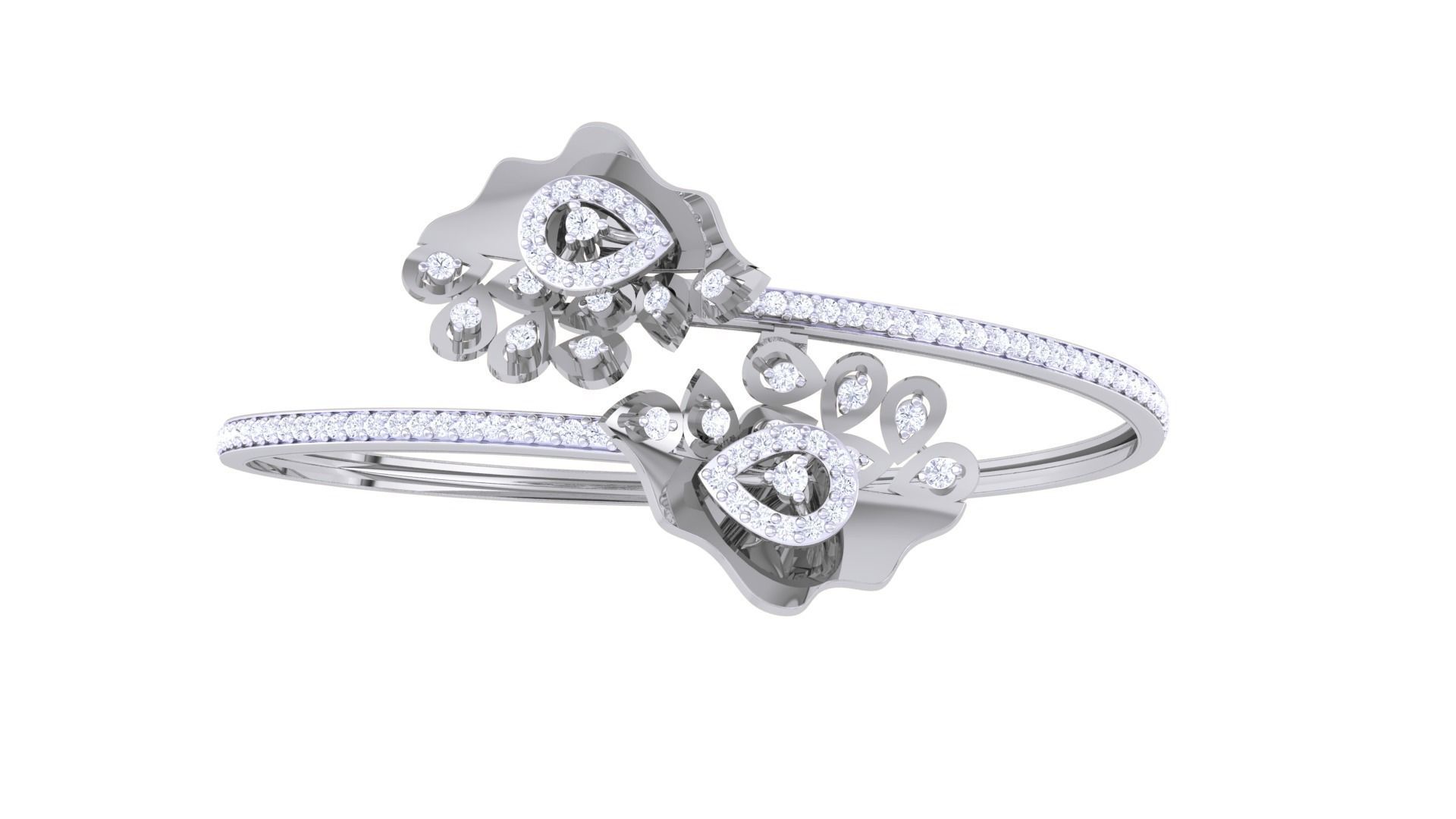 Bi Flower High Jewelry Italian Diamond Bracelets 3dm stl obj 3D print model_9