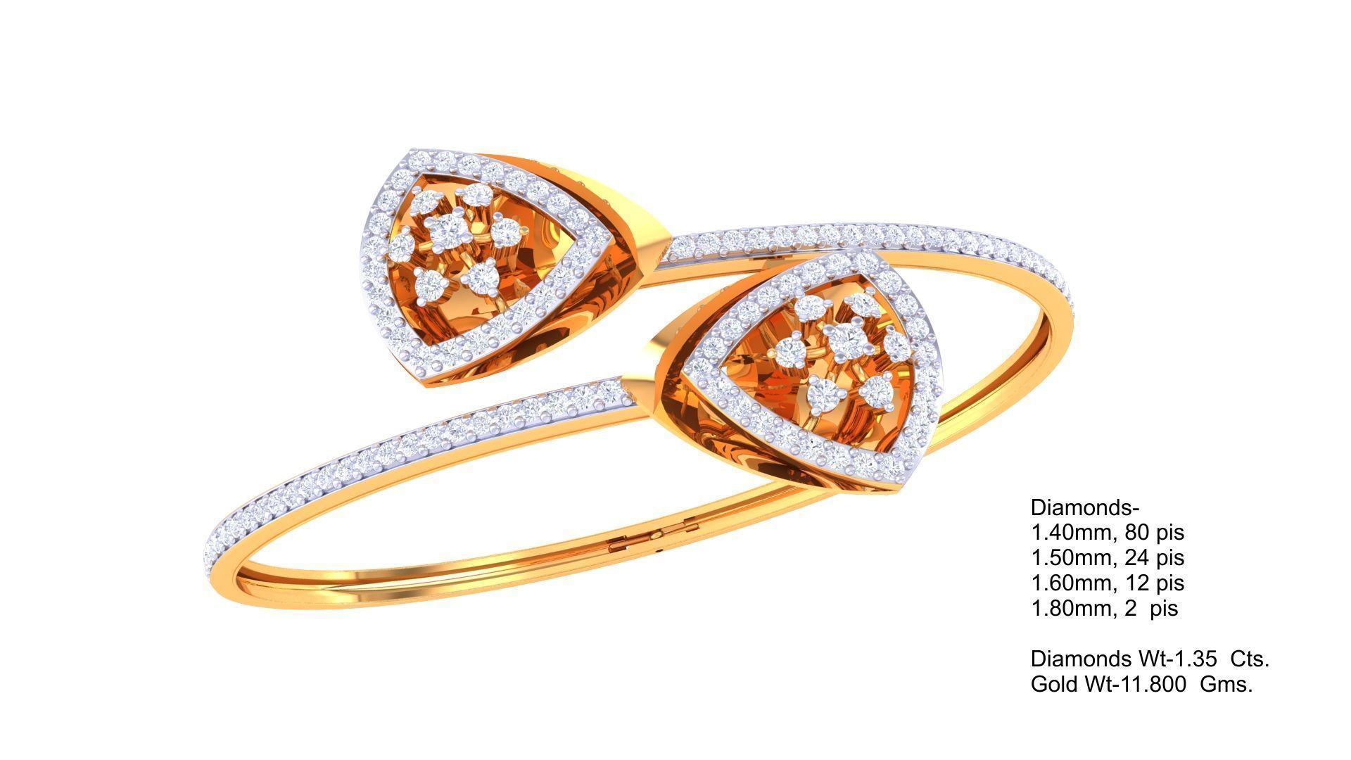 Bi Flower High Jewelry Italian Diamond Bracelets 3dm stl obj  3D print model_1