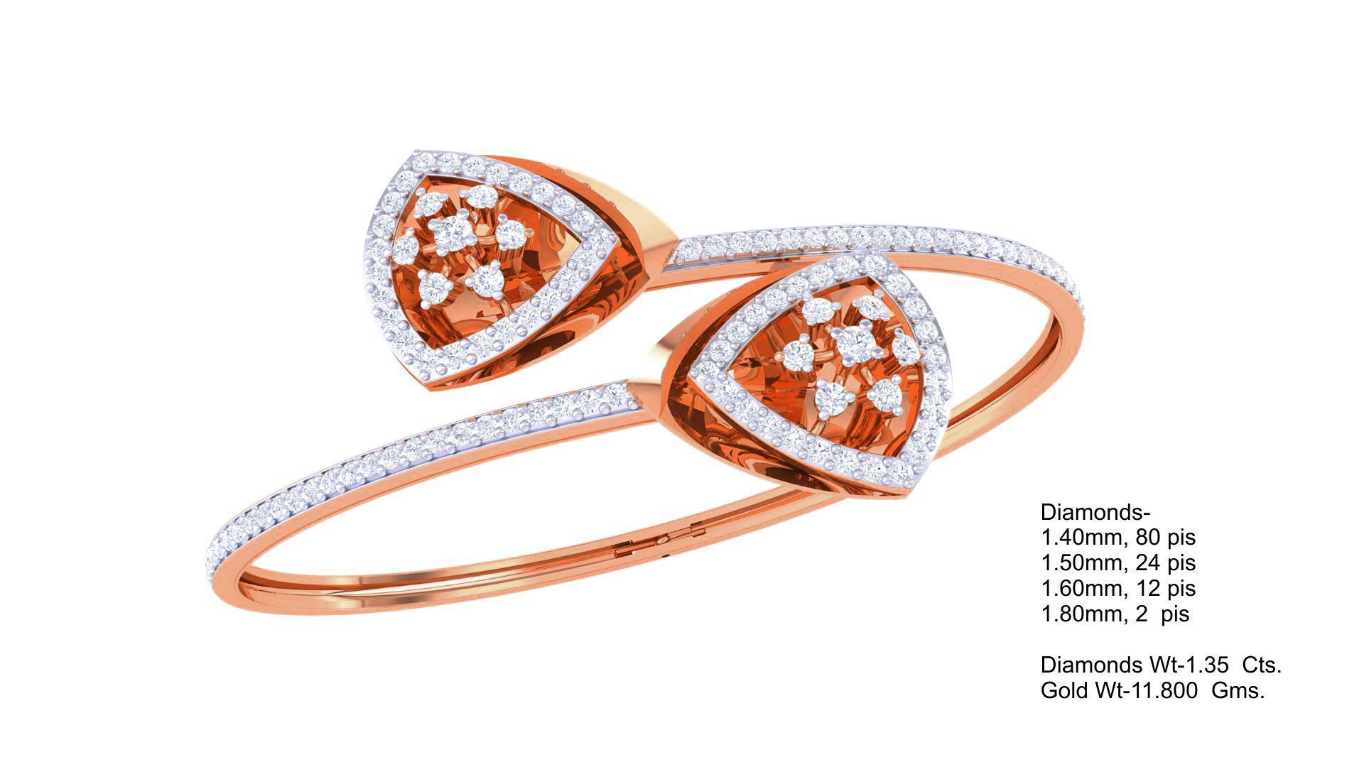 Bi Flower High Jewelry Italian Diamond Bracelets 3dm stl obj  3D print model_3