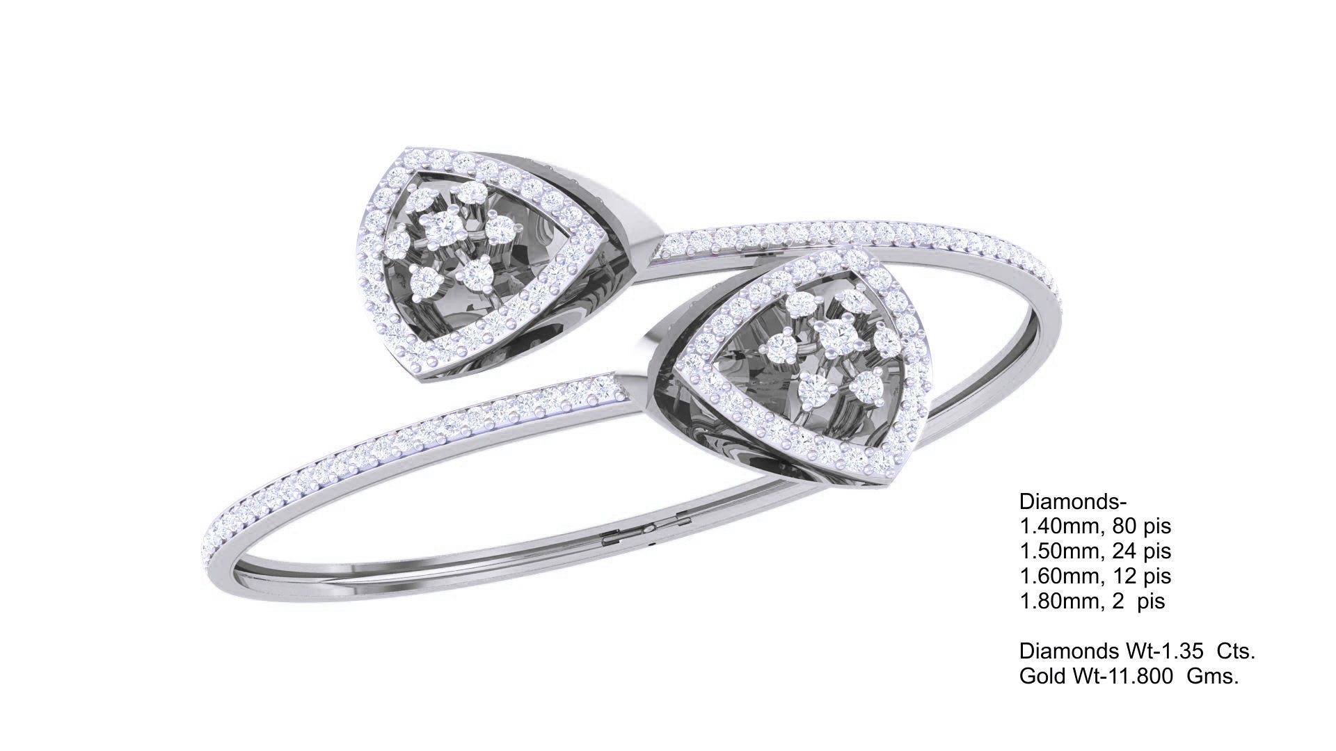 Bi Flower High Jewelry Italian Diamond Bracelets 3dm stl obj  3D print model_2