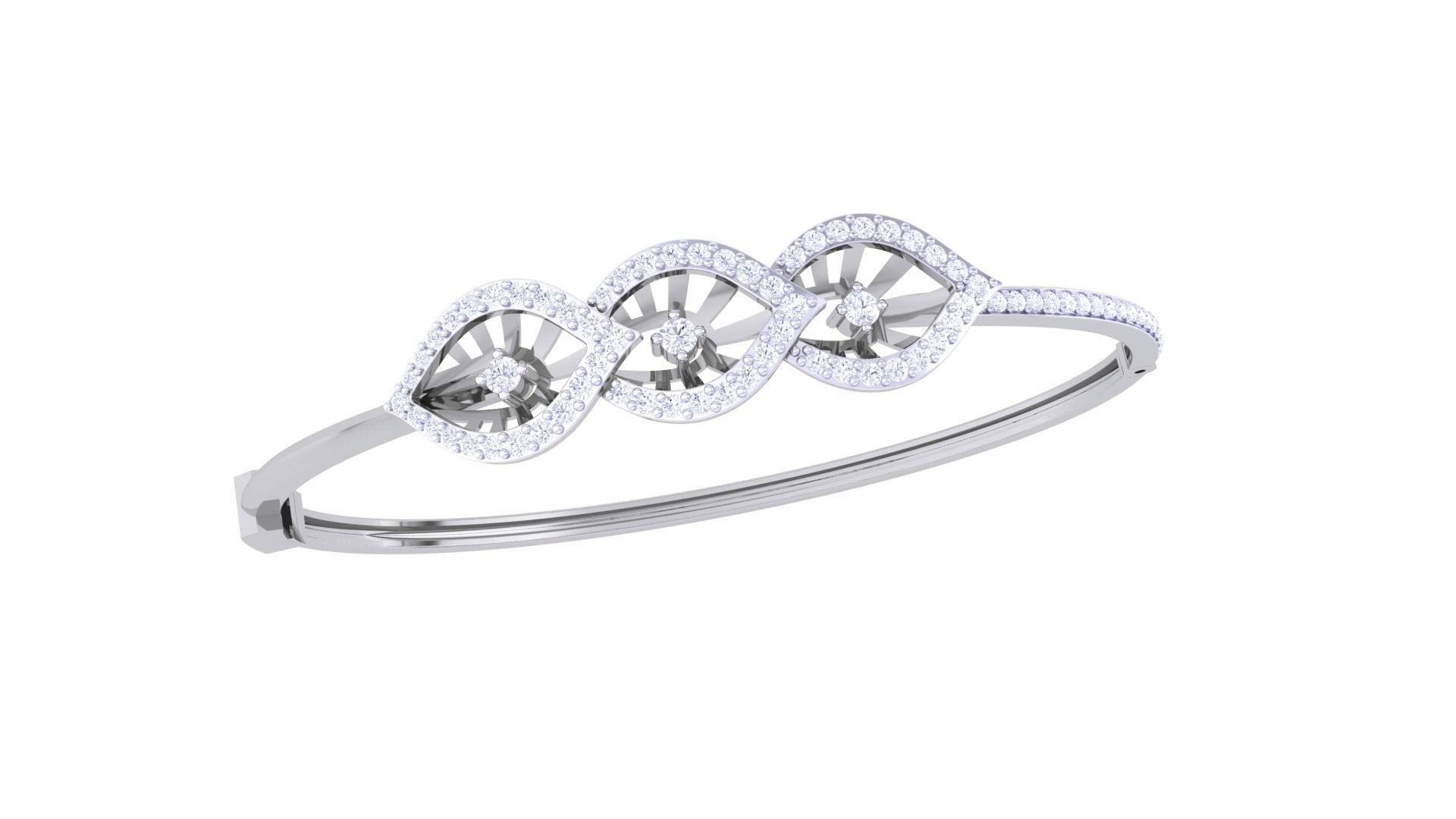 Tri Flower High Jewelry Italian Diamond Bracelets 3dm stl obj 3D print model_5