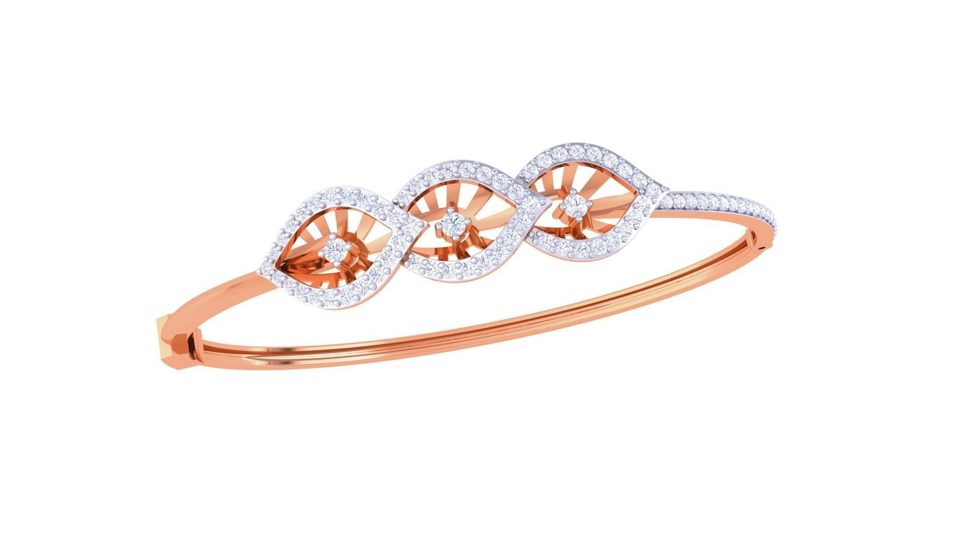 Tri Flower High Jewelry Italian Diamond Bracelets 3dm stl obj 3D print model_6