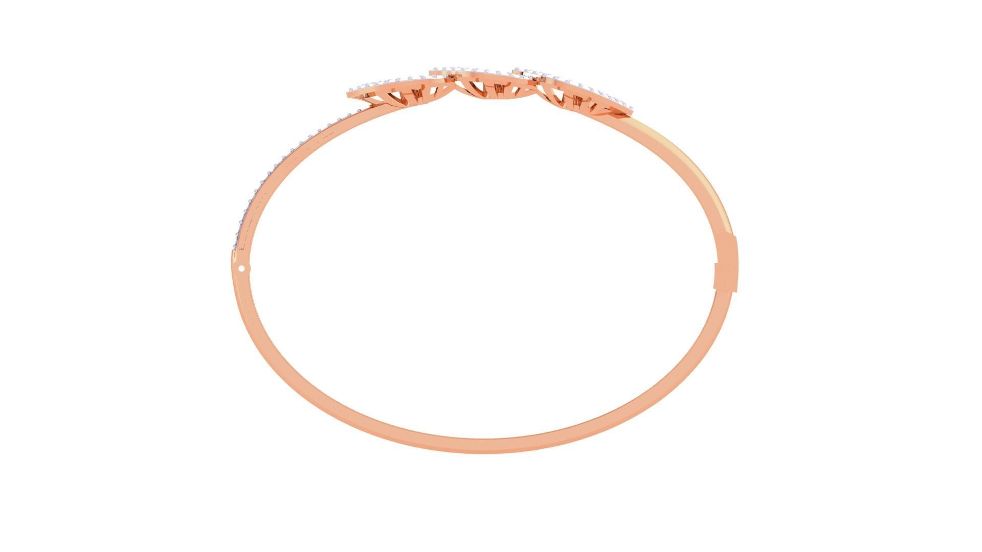 Tri Flower High Jewelry Italian Diamond Bracelets 3dm stl obj 3D print model_12