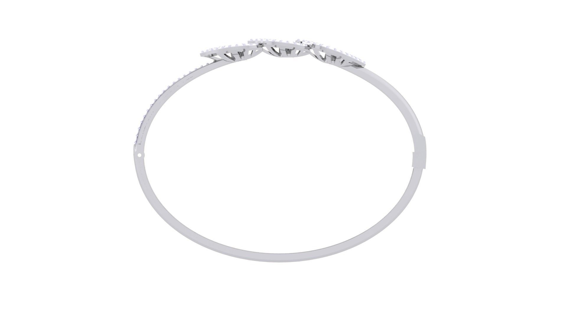 Tri Flower High Jewelry Italian Diamond Bracelets 3dm stl obj 3D print model_10