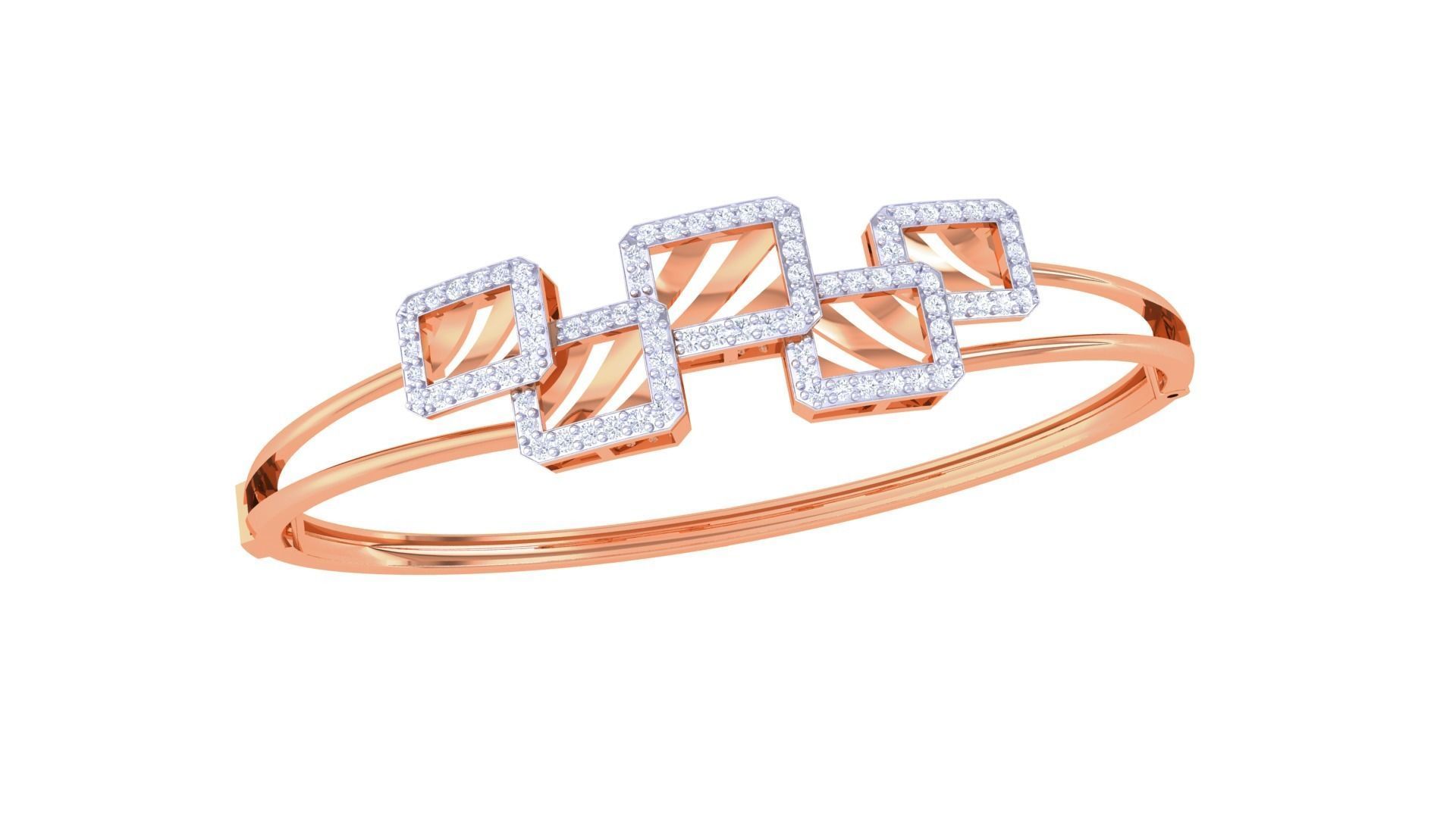 5 Squares High Jewelry Italian Diamond Bracelets 3dm stl obj  3D print model_5