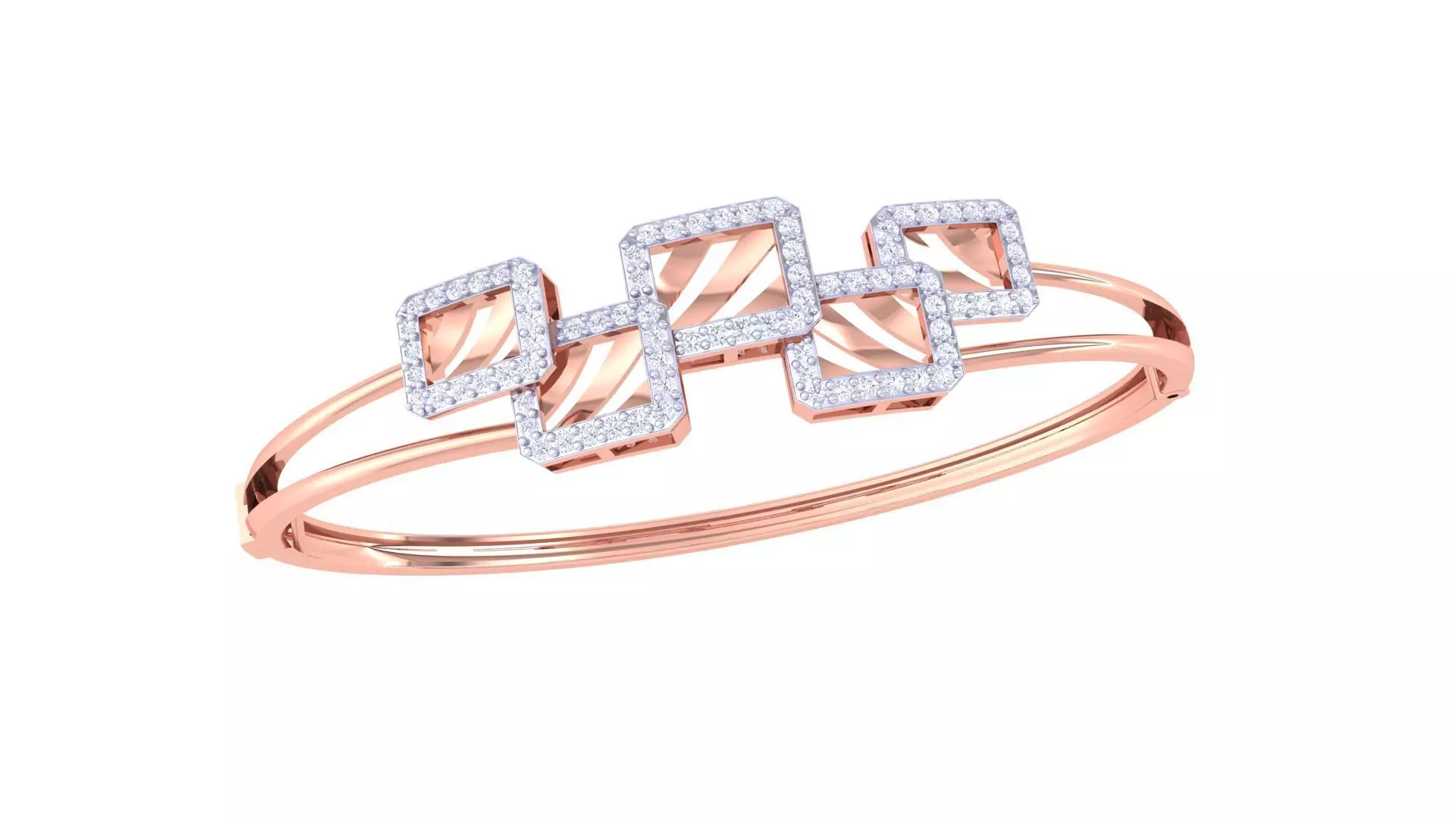 5 Squares High Jewelry Italian Diamond Bracelets 3dm stl obj  3D print model_0