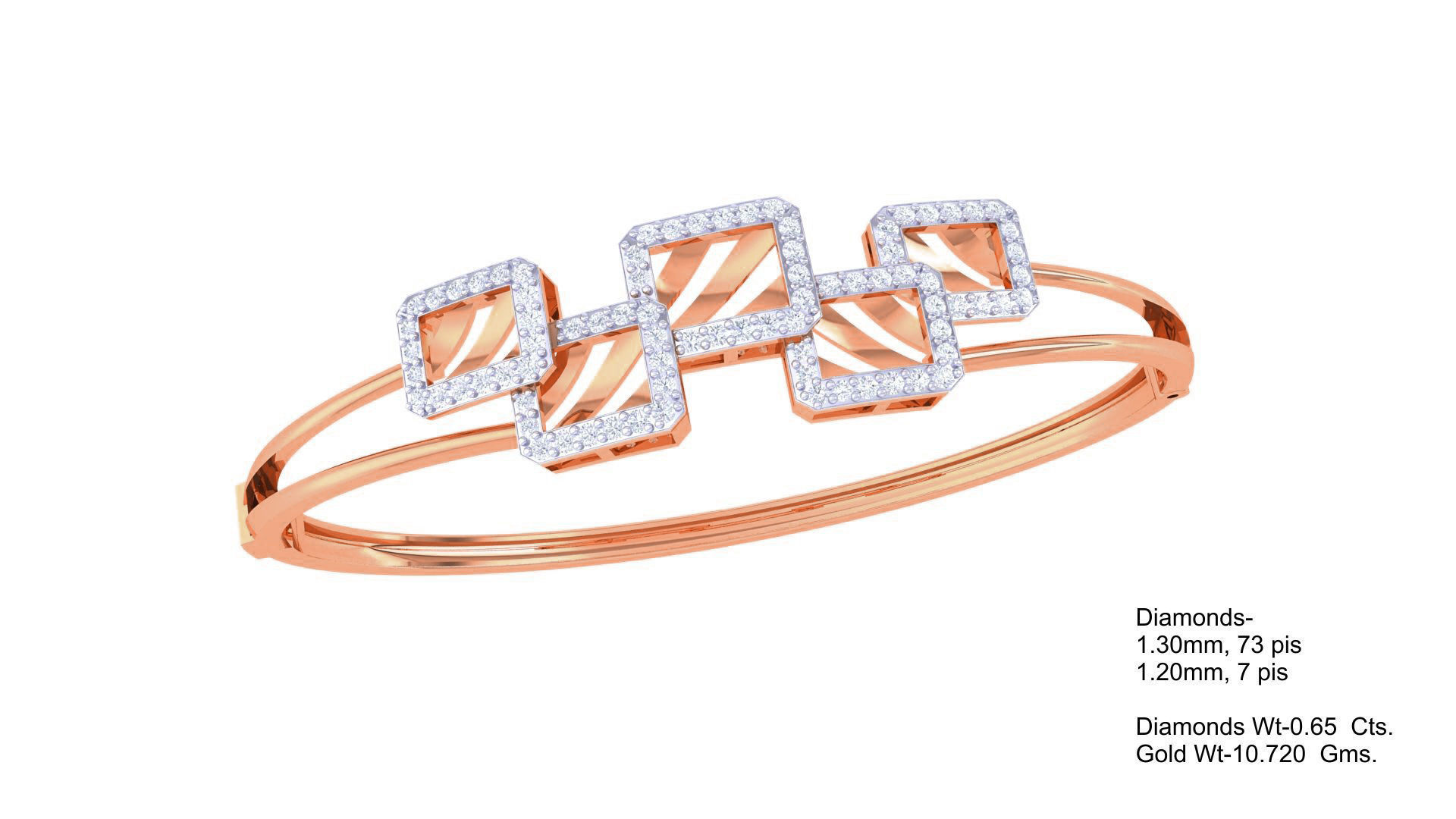 5 Squares High Jewelry Italian Diamond Bracelets 3dm stl obj  3D print model_1