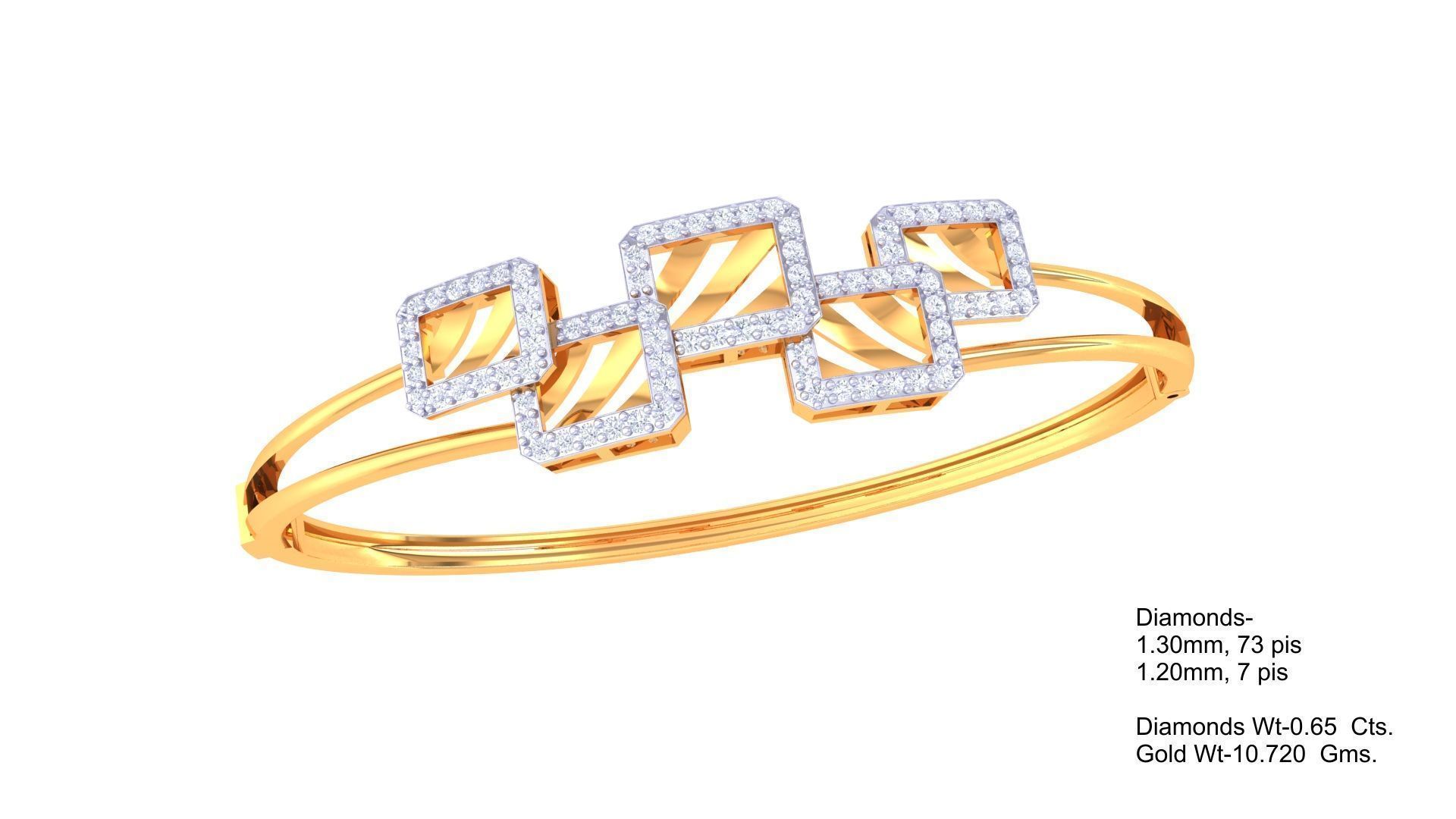 5 Squares High Jewelry Italian Diamond Bracelets 3dm stl obj  3D print model_3