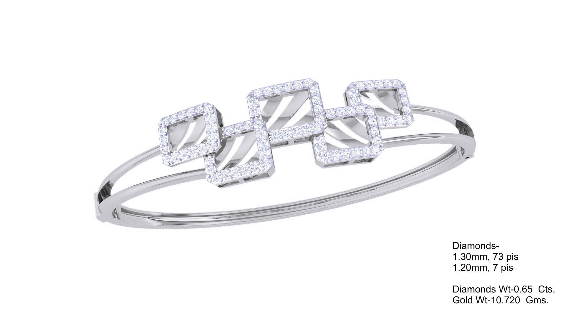 5 Squares High Jewelry Italian Diamond Bracelets 3dm stl obj  3D print model_2