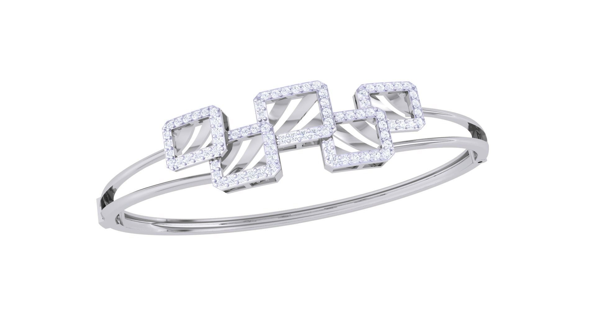 5 Squares High Jewelry Italian Diamond Bracelets 3dm stl obj  3D print model_6