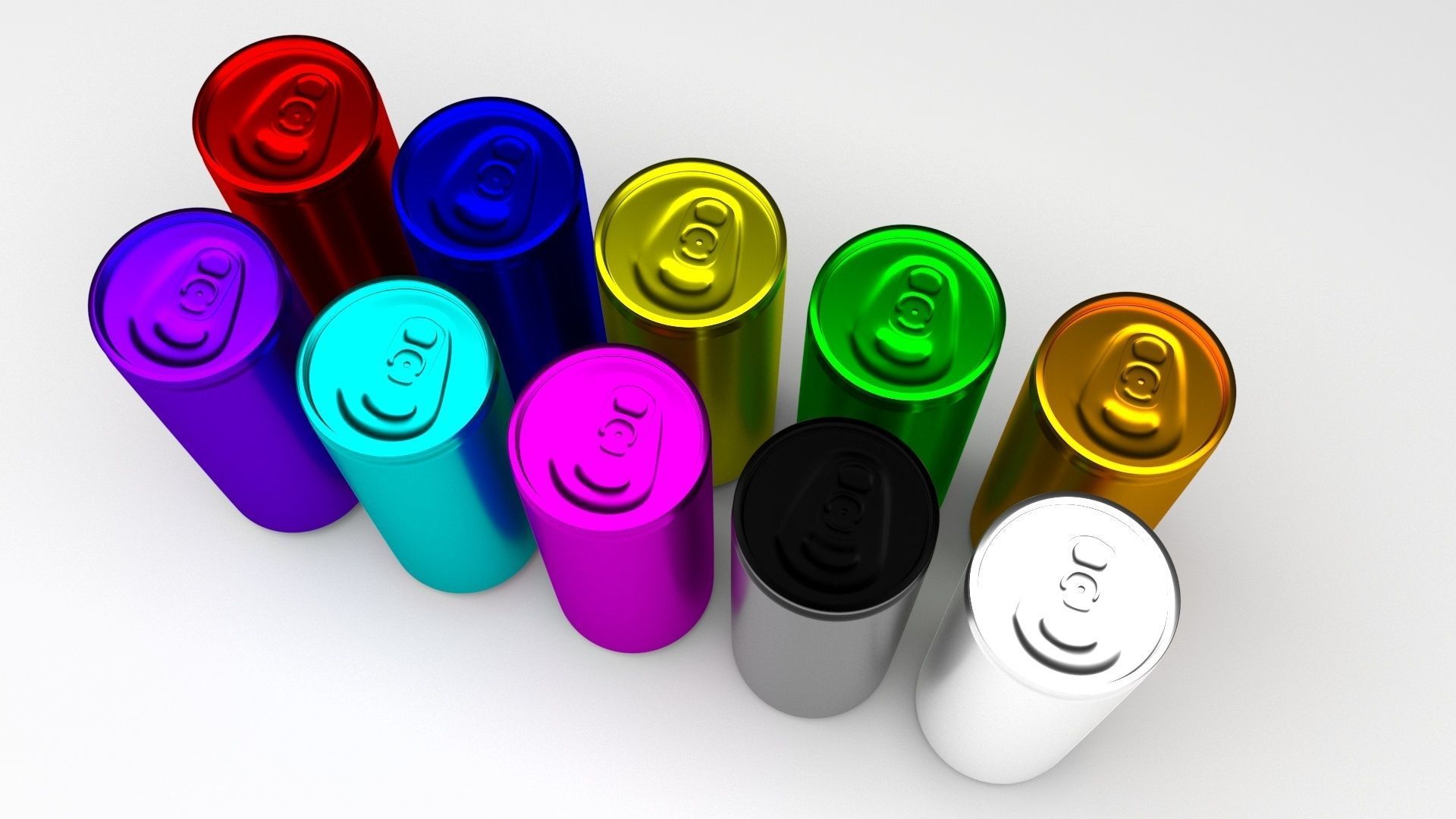 Colored Soda Cans Set 3D model_1