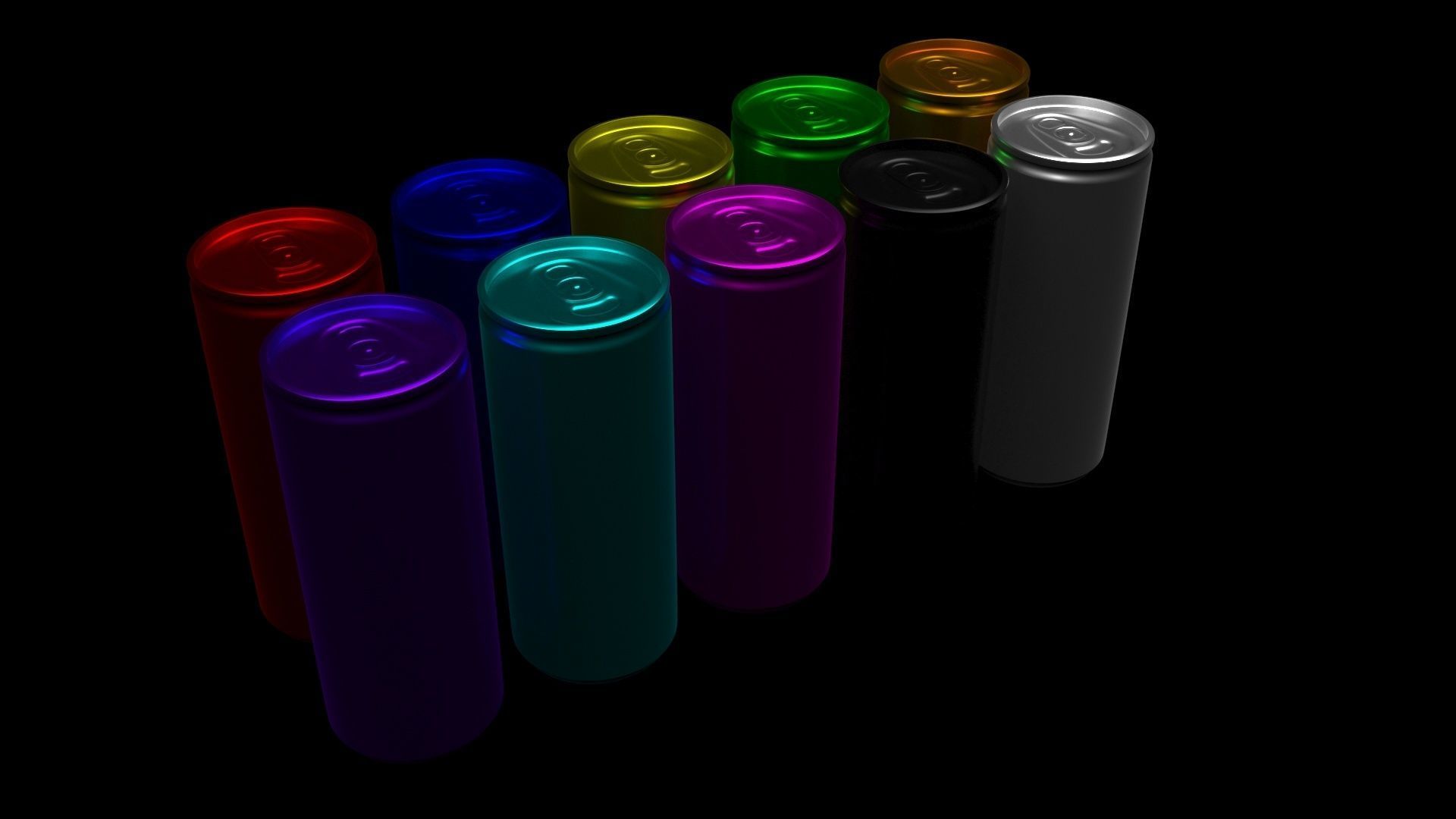 Colored Soda Cans Set 3D model_9