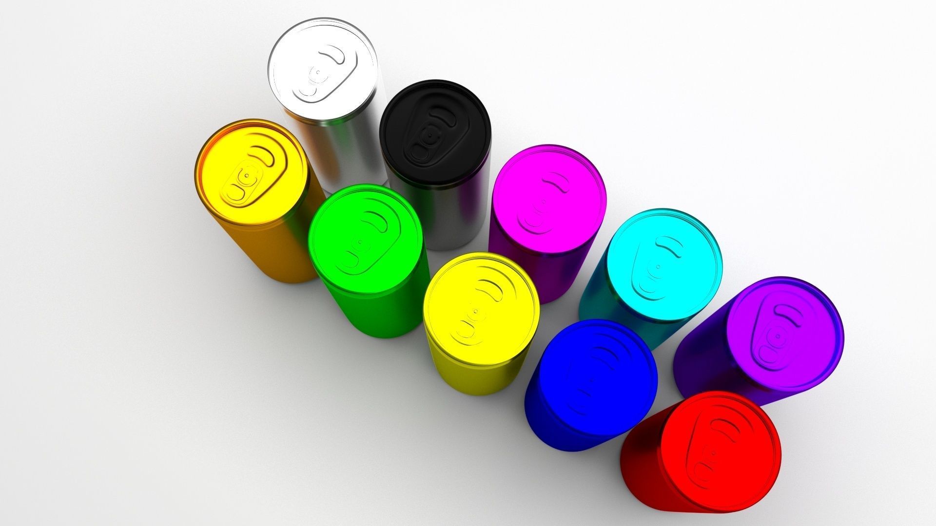 Colored Soda Cans Set 3D model_3