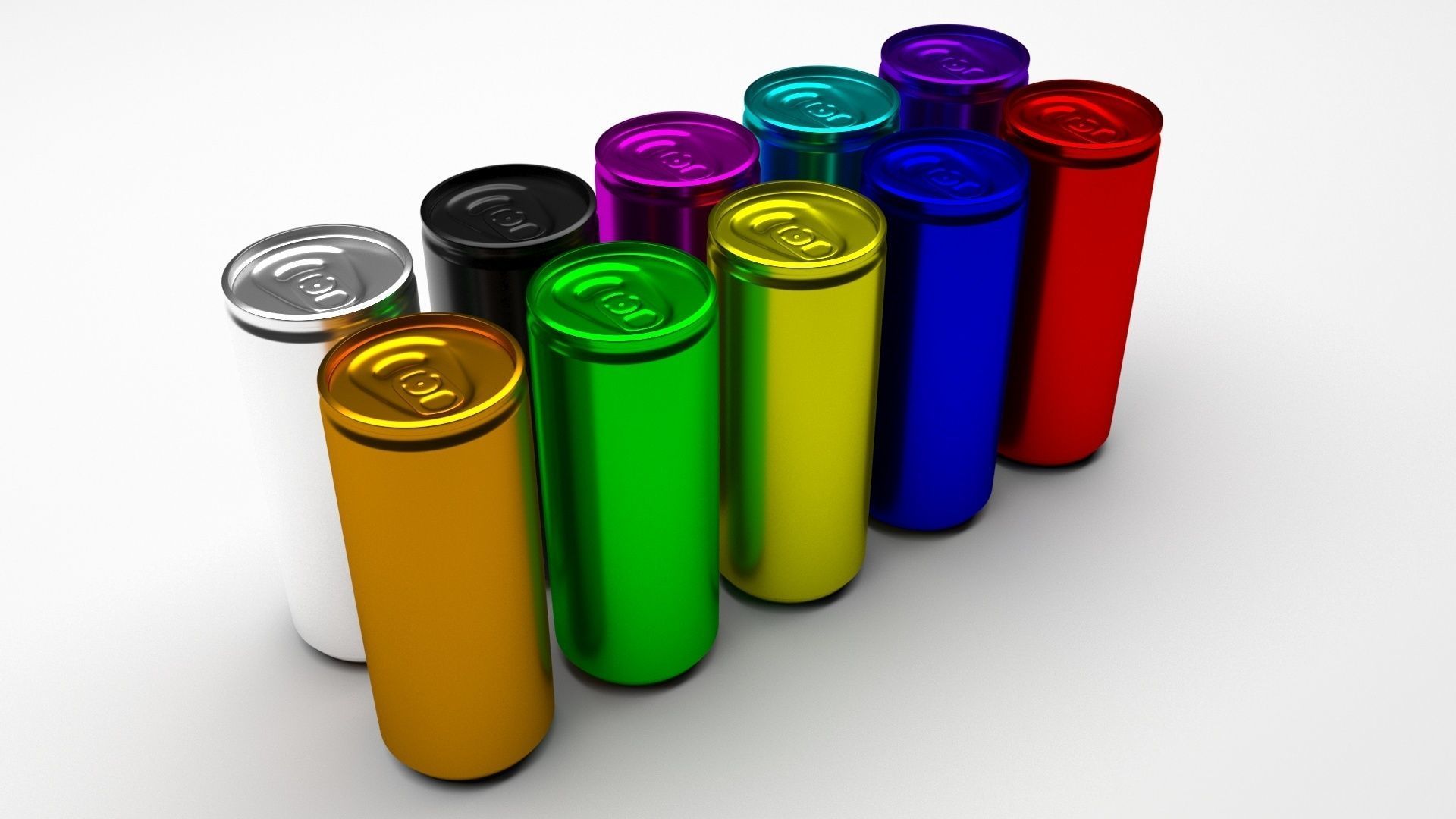 Colored Soda Cans Set 3D model_2