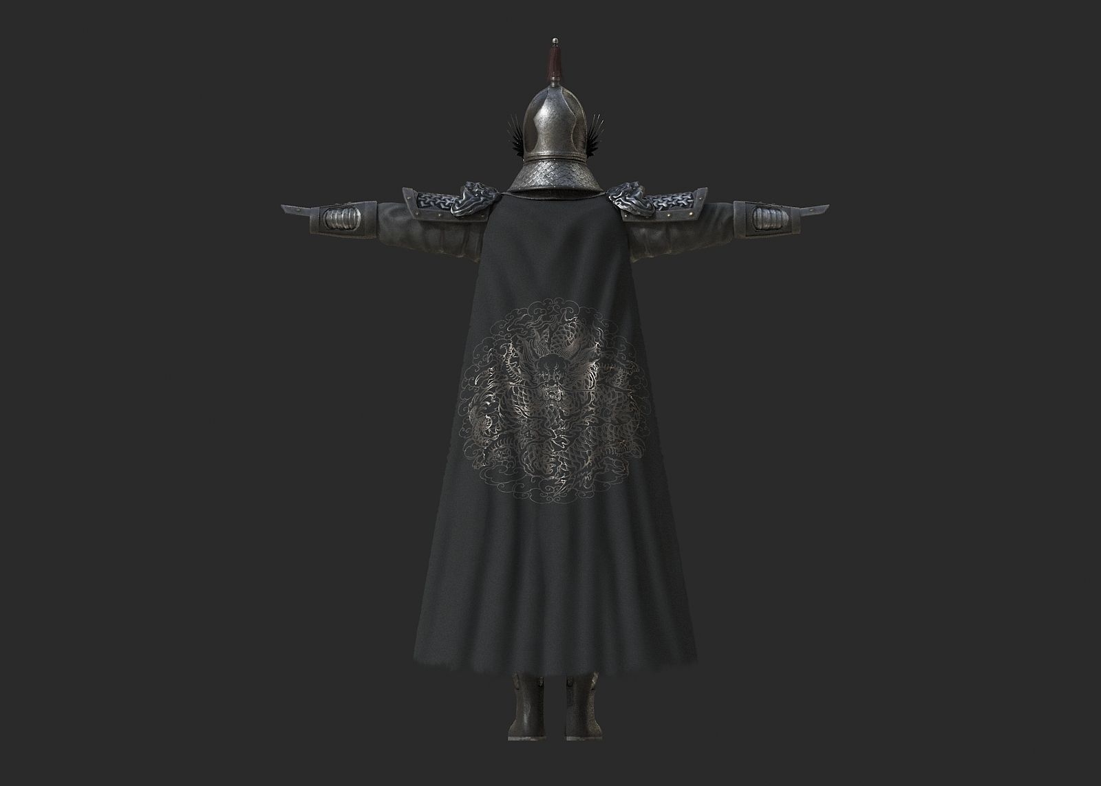 Ancient Ming Dynasty generals in China with lamellar armour Low-poly 3D model_12