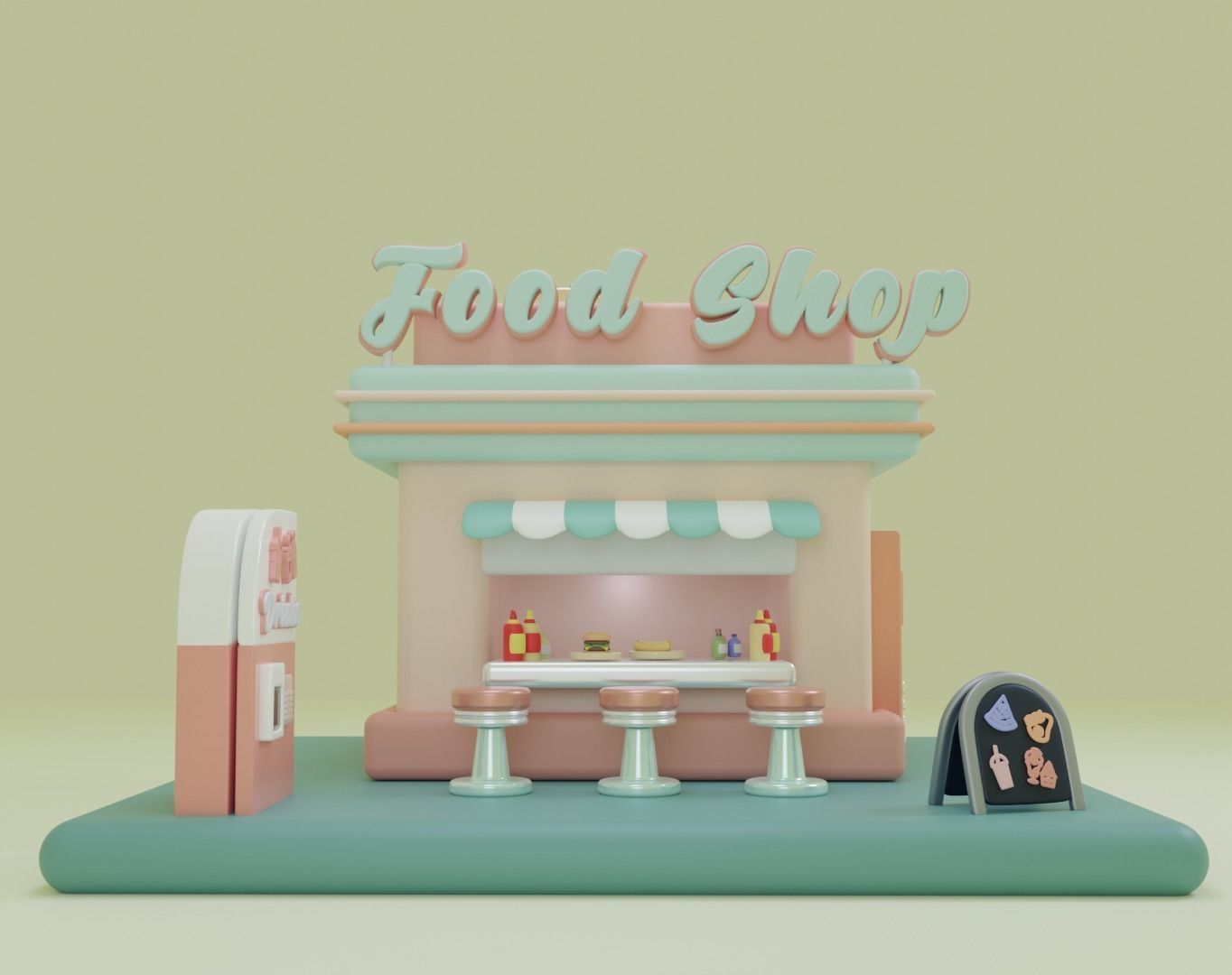 Food Shop 3D model_4