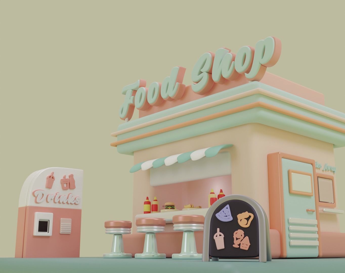 Food Shop 3D model_2