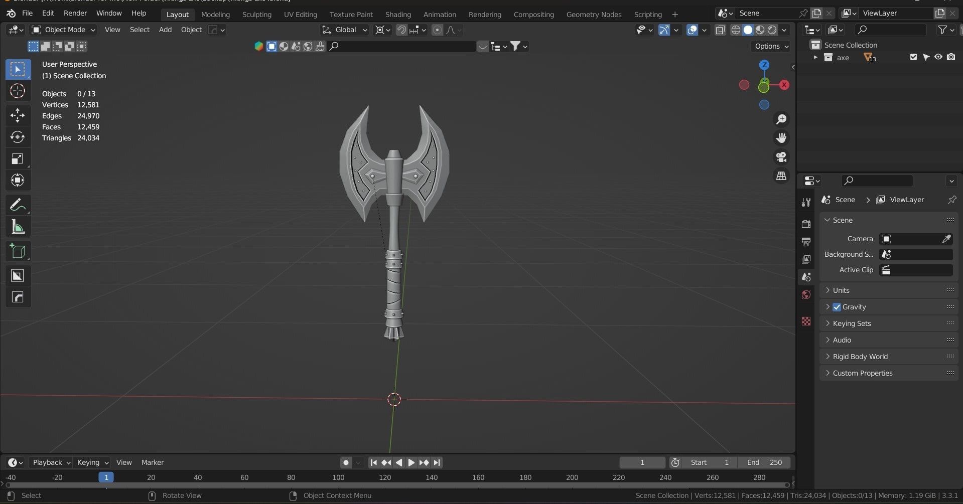 Vikings Axe PBR 3D lowpoly model  3D model_8